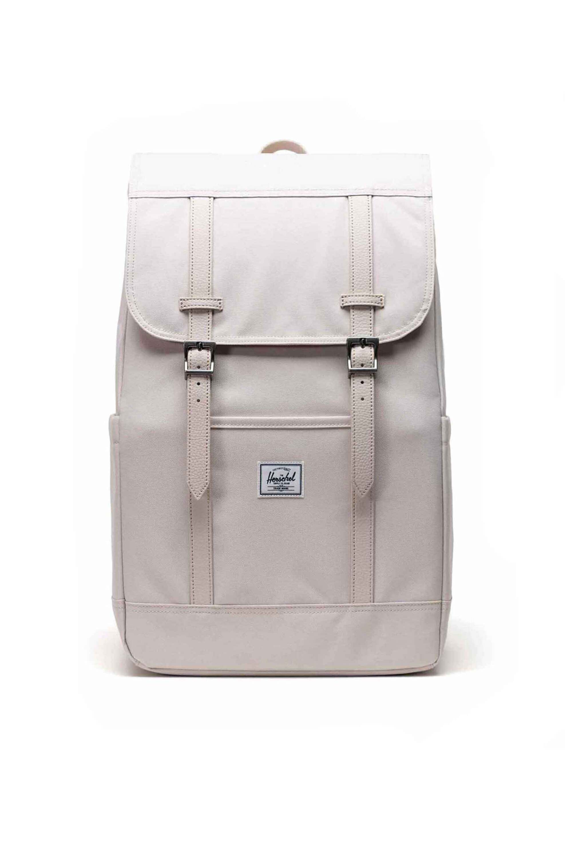 Herschel unisex backpack μονόχρωμο με contrast logo patch "Retreat™" 23 L - 66UBCL01292 Εκρού