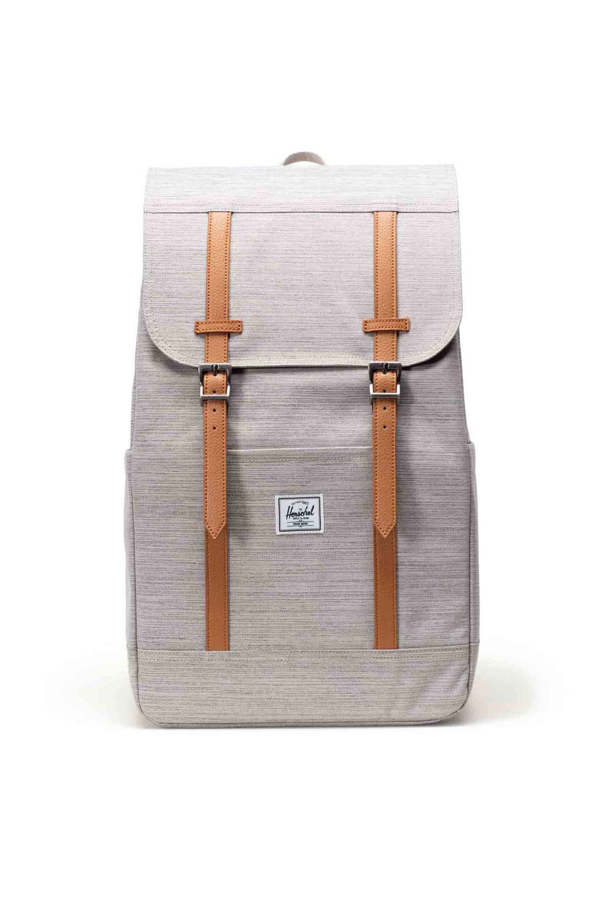 Herschel unisex backpack μονόχρωμο με contrast logo patch "Retreat™" 23 L - 66UBCL01296 Γκρι