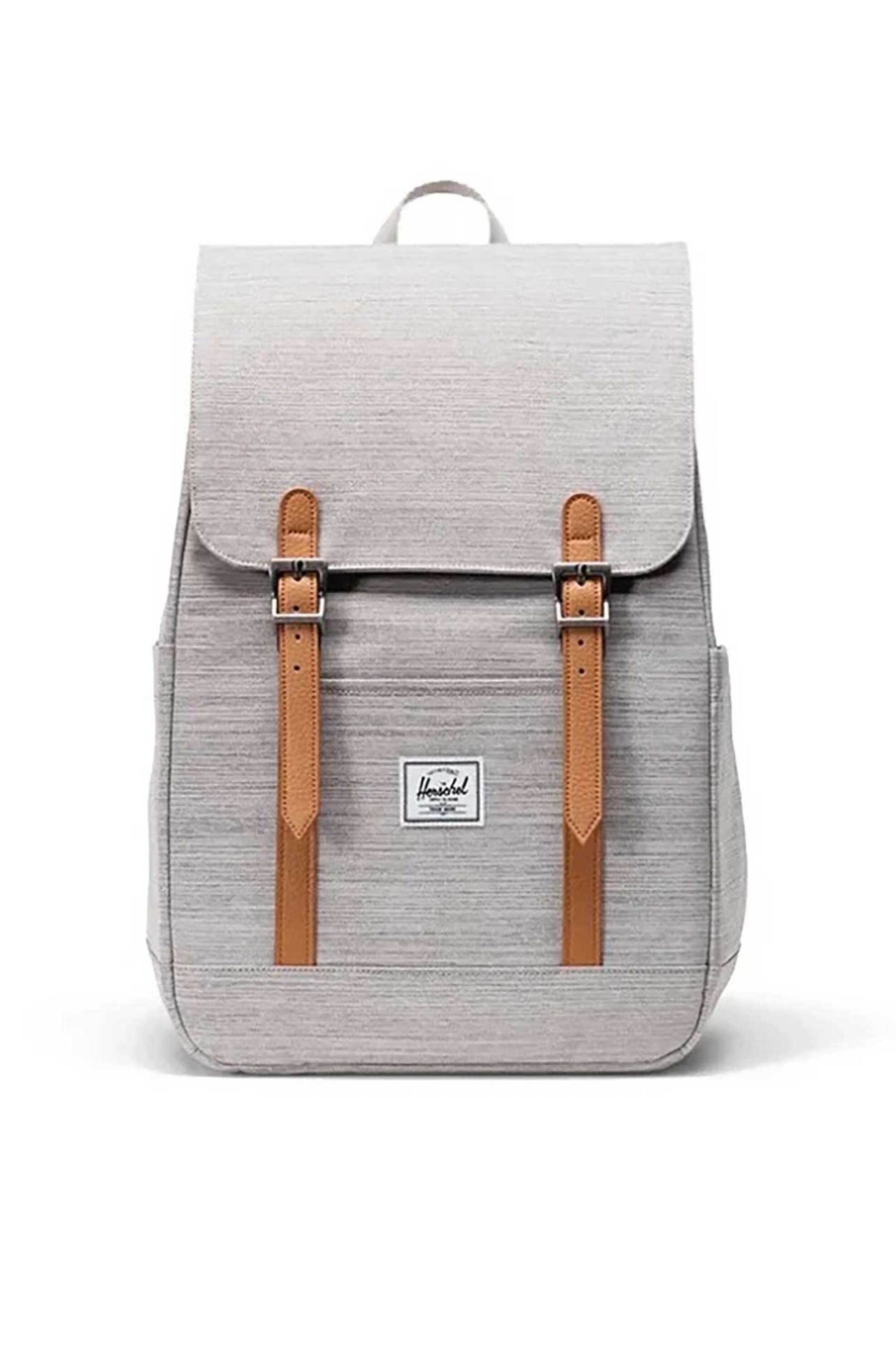 Herschel unisex backpack μονόχρωμο με contrast logo patch "Retreat™ Small" 17 L - 66UBCL01307 Γκρι