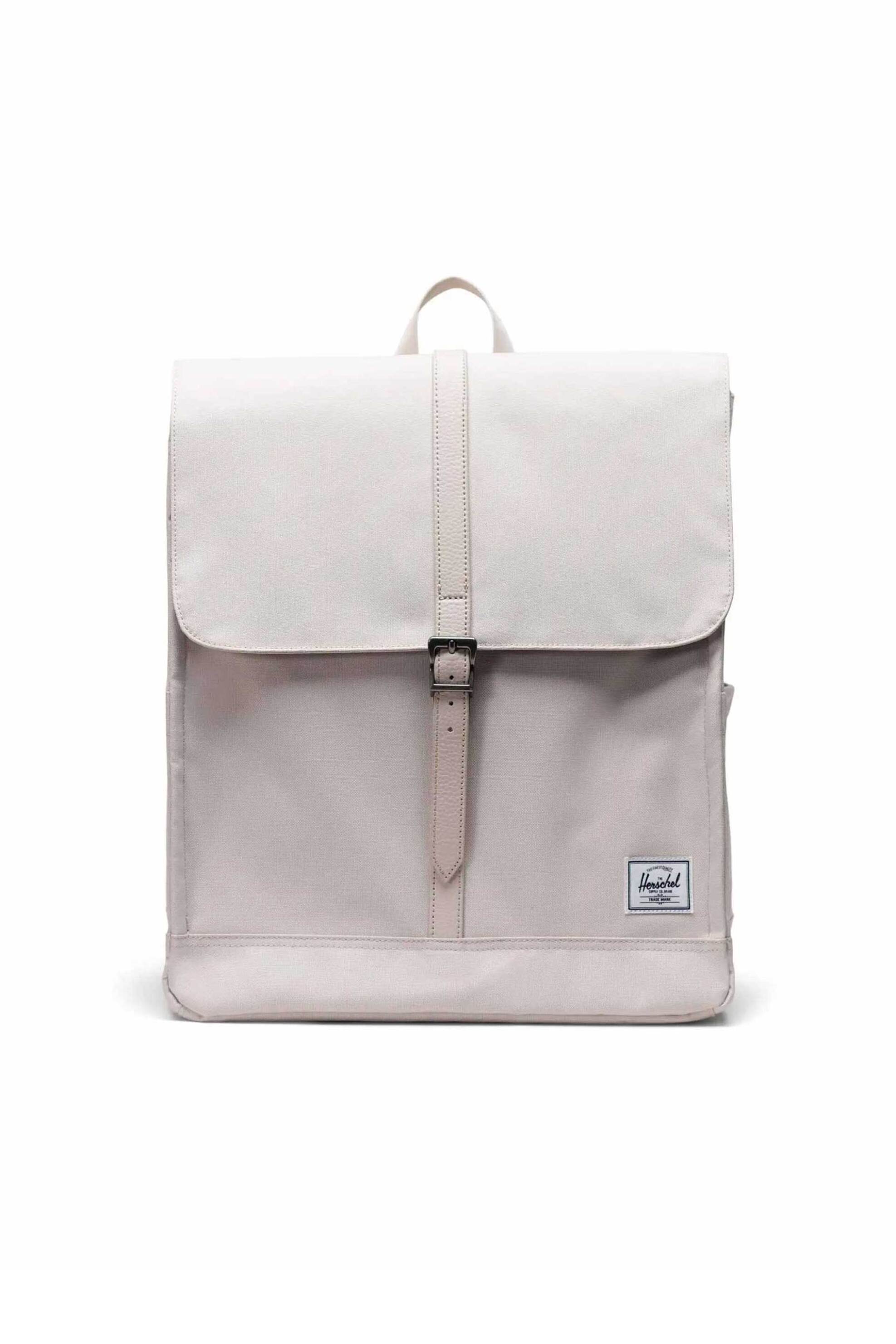 Herschel unisex backpack μονόχρωμο με contrast logo patch "City" 16 L - 66UBCL01336 Εκρού