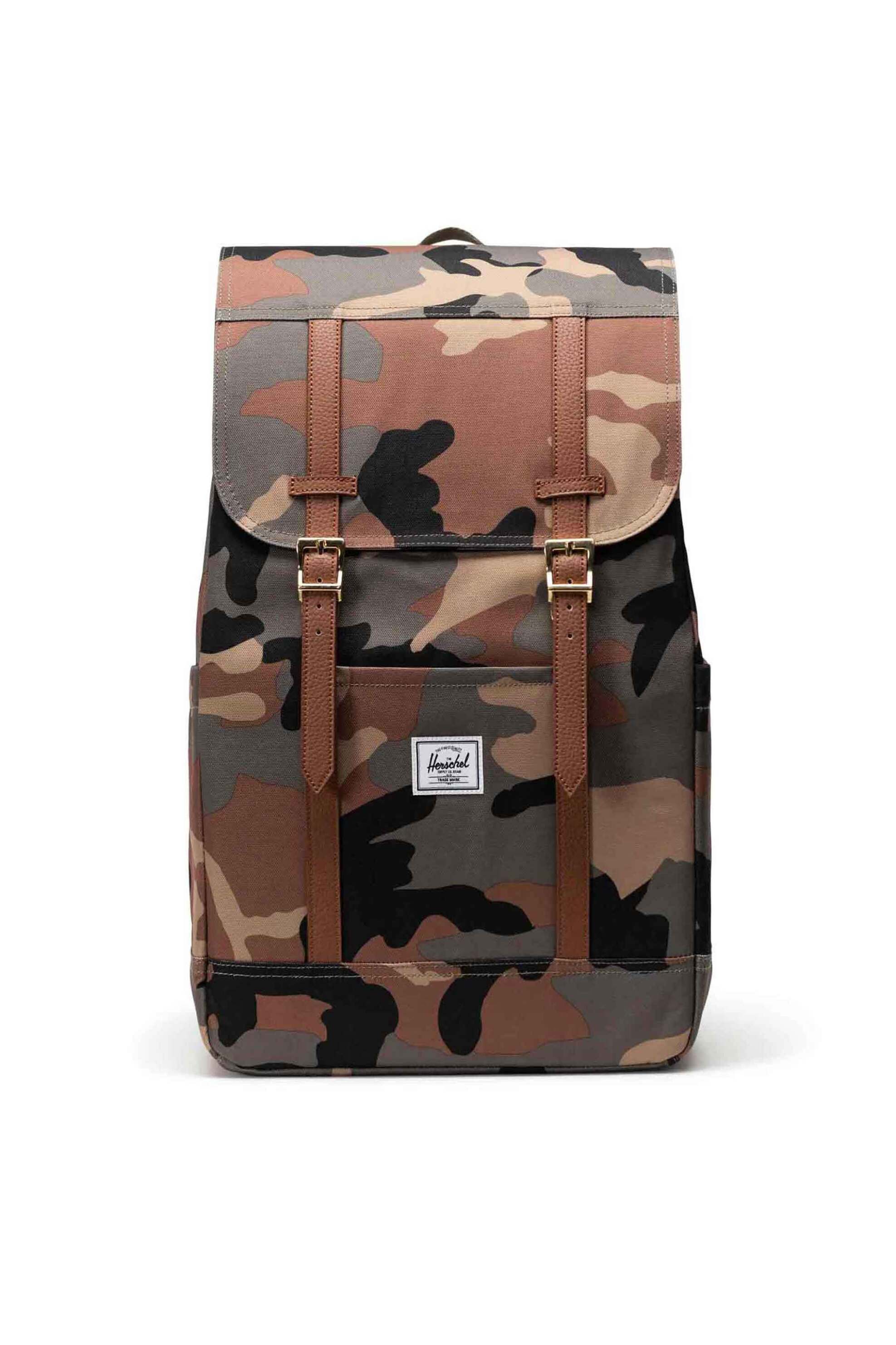 Herschel unisex backpack με camo print και contrast logo patch "Retreat™" 23 L - 66UBCL01908 Χακί