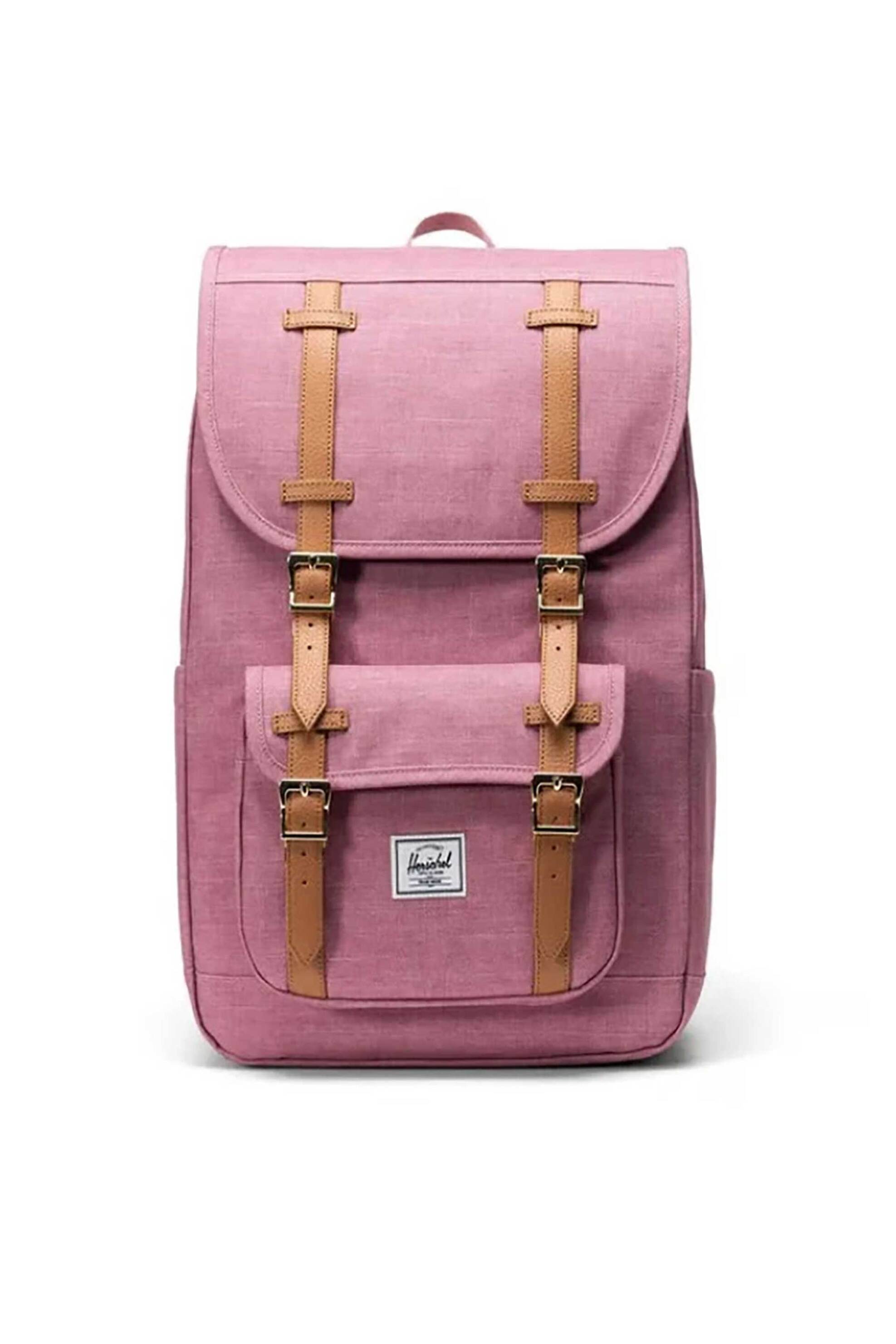 Herschel unisex backpack μονόχρωμο με contrast logo patch "Little America Mid™" 21 L - 66UBCL01920 Σάπιο Μήλο