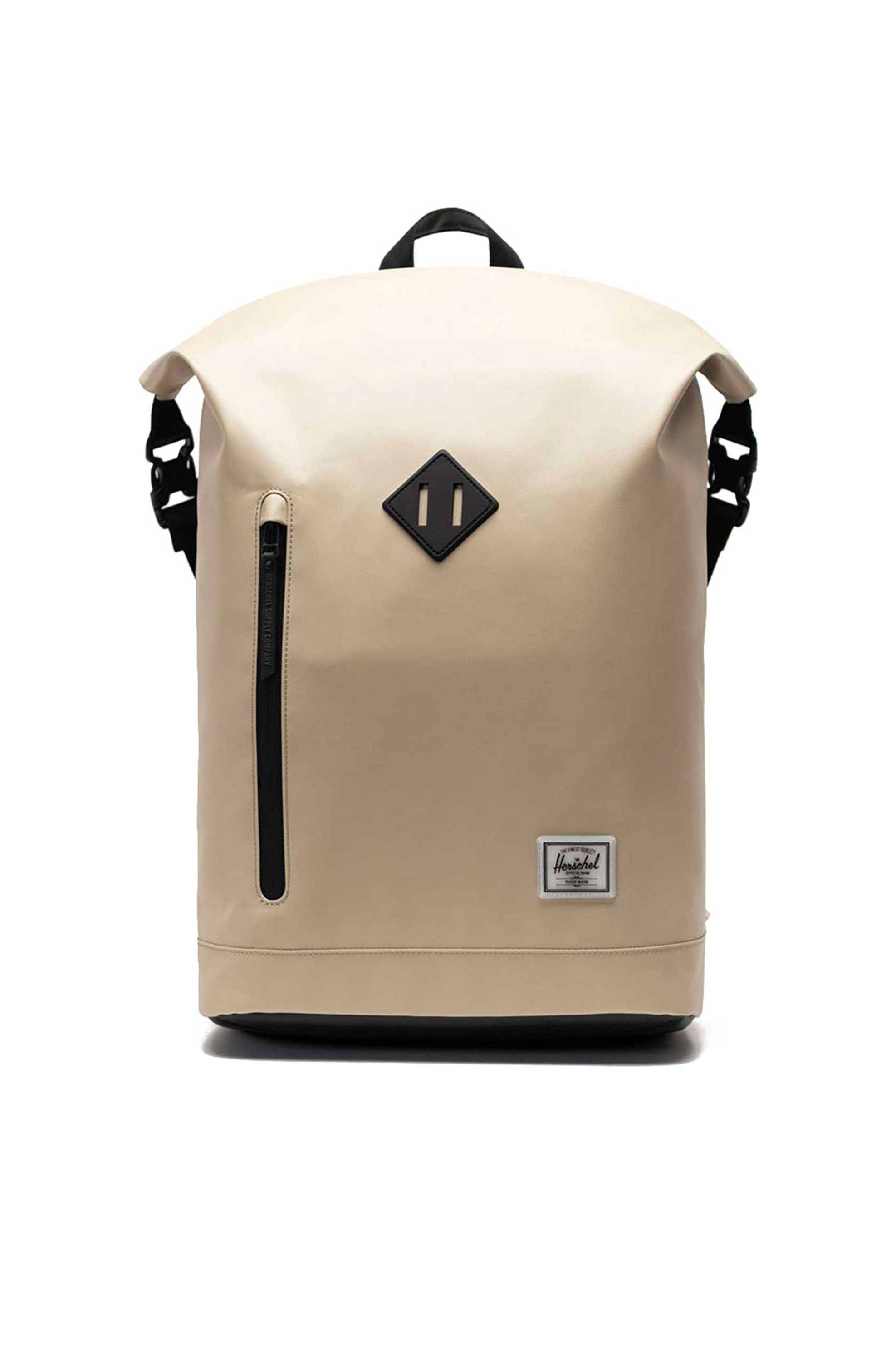 Herschel unisex backpack αδιάβροχο μονόχρωμο με contrast logo patch "Roll Top" 23 L - 66UBWR00005B Μπεζ