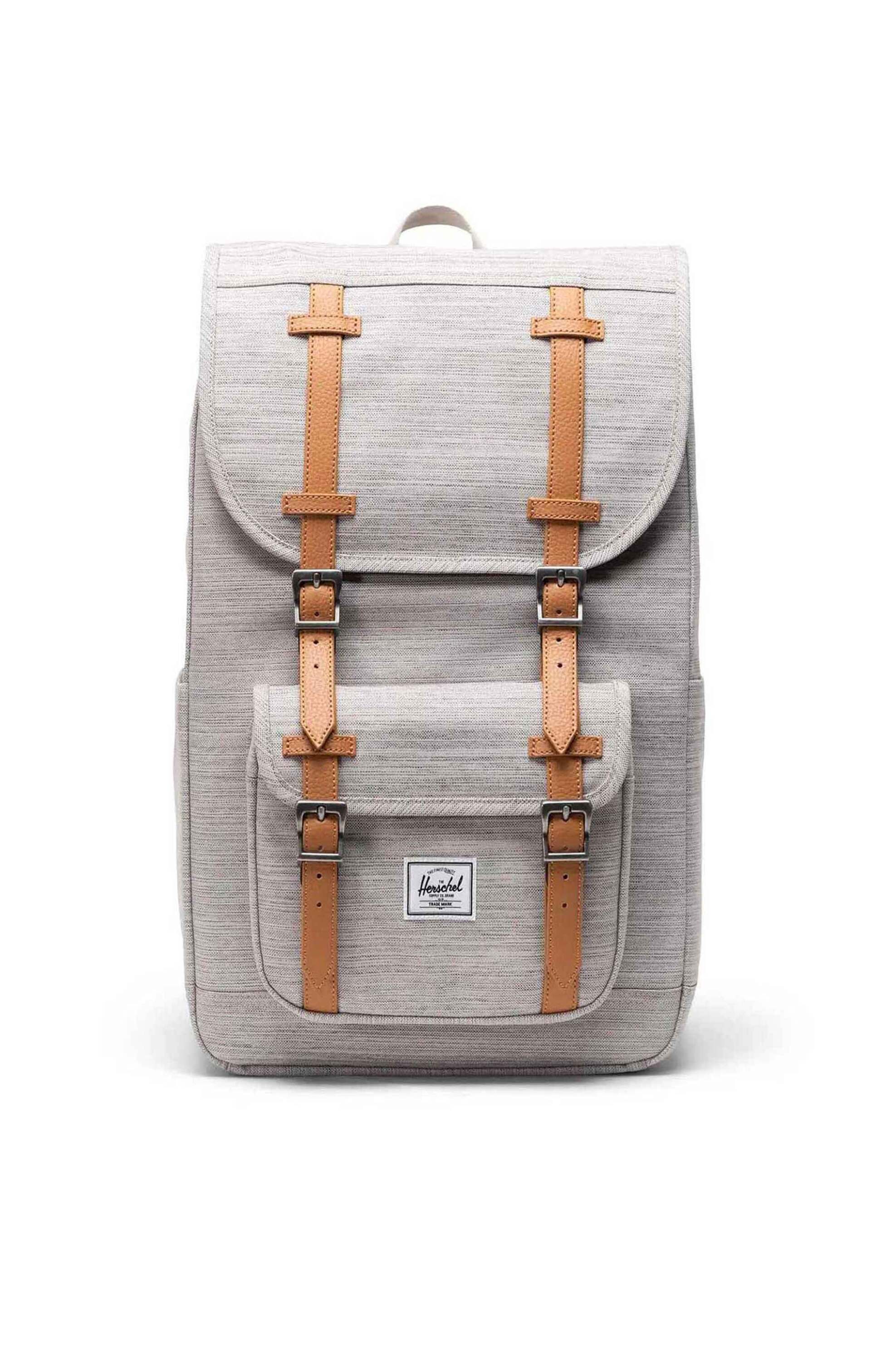 Herschel unisex backpack μονόχρωμο με contrast logo patch "Little America Mid™" 21 L - 66UBCL01282 Γκρι