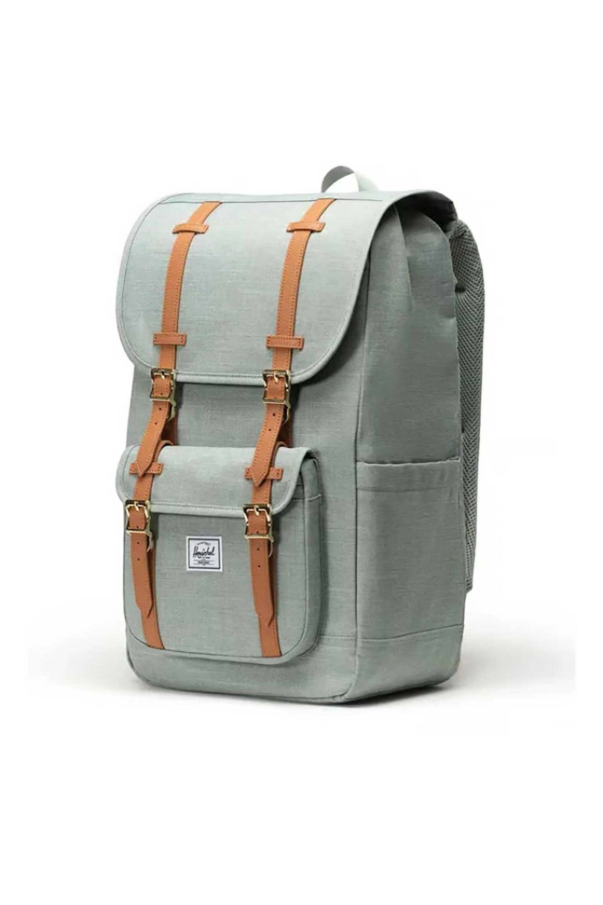 Herschel unisex backpack μονόχρωμο με contrast logo patch "Little America Mid™" 21 L - 66UBCL01919 Πράσινο Ανοιχτό φωτογραφία