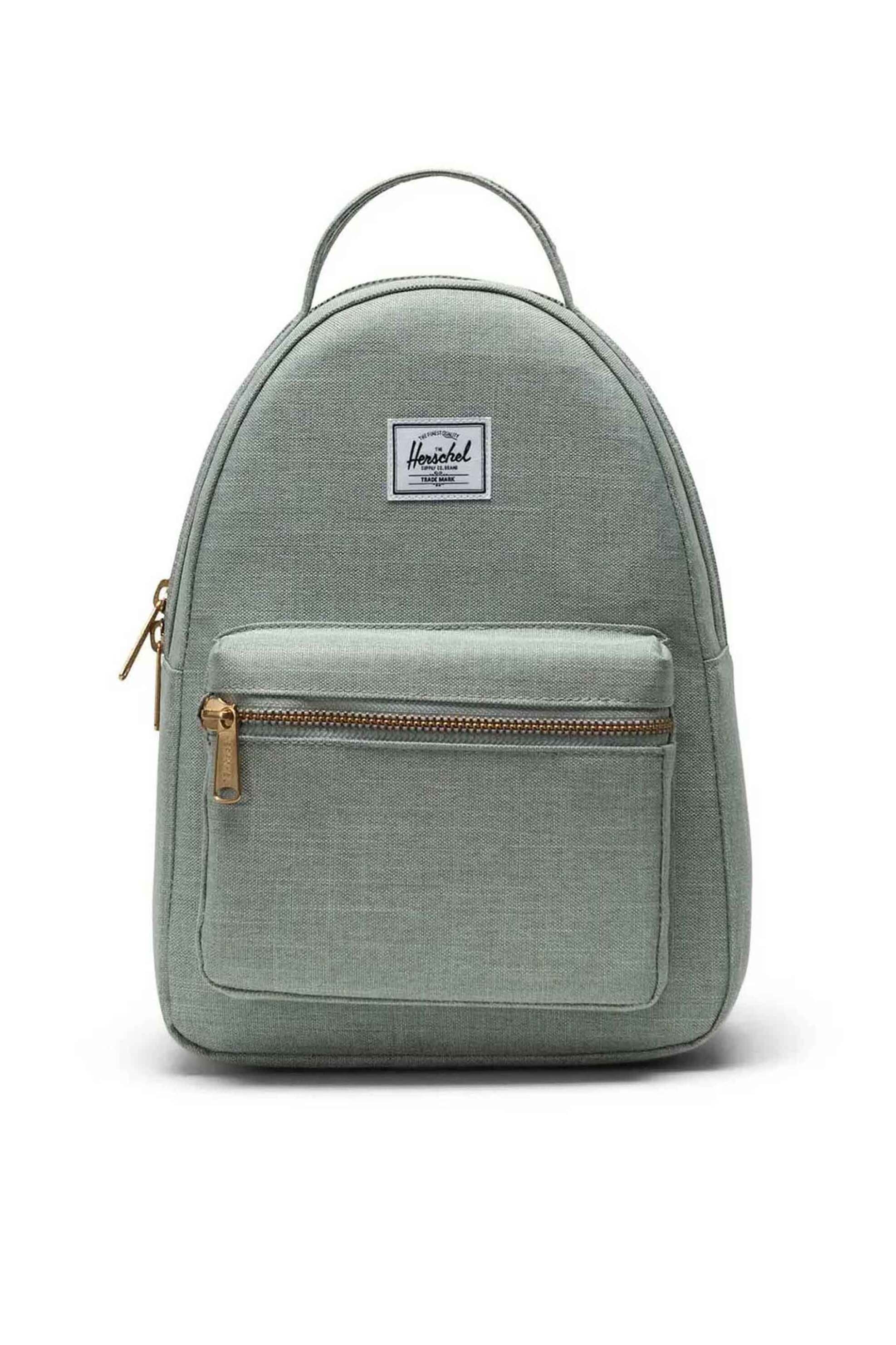 Herschel unisex backpack μονόχρωμο με contrast logo patch "Nova™ Mini" 9 L - 66UBCL01955 Πράσινο Ανοιχτό