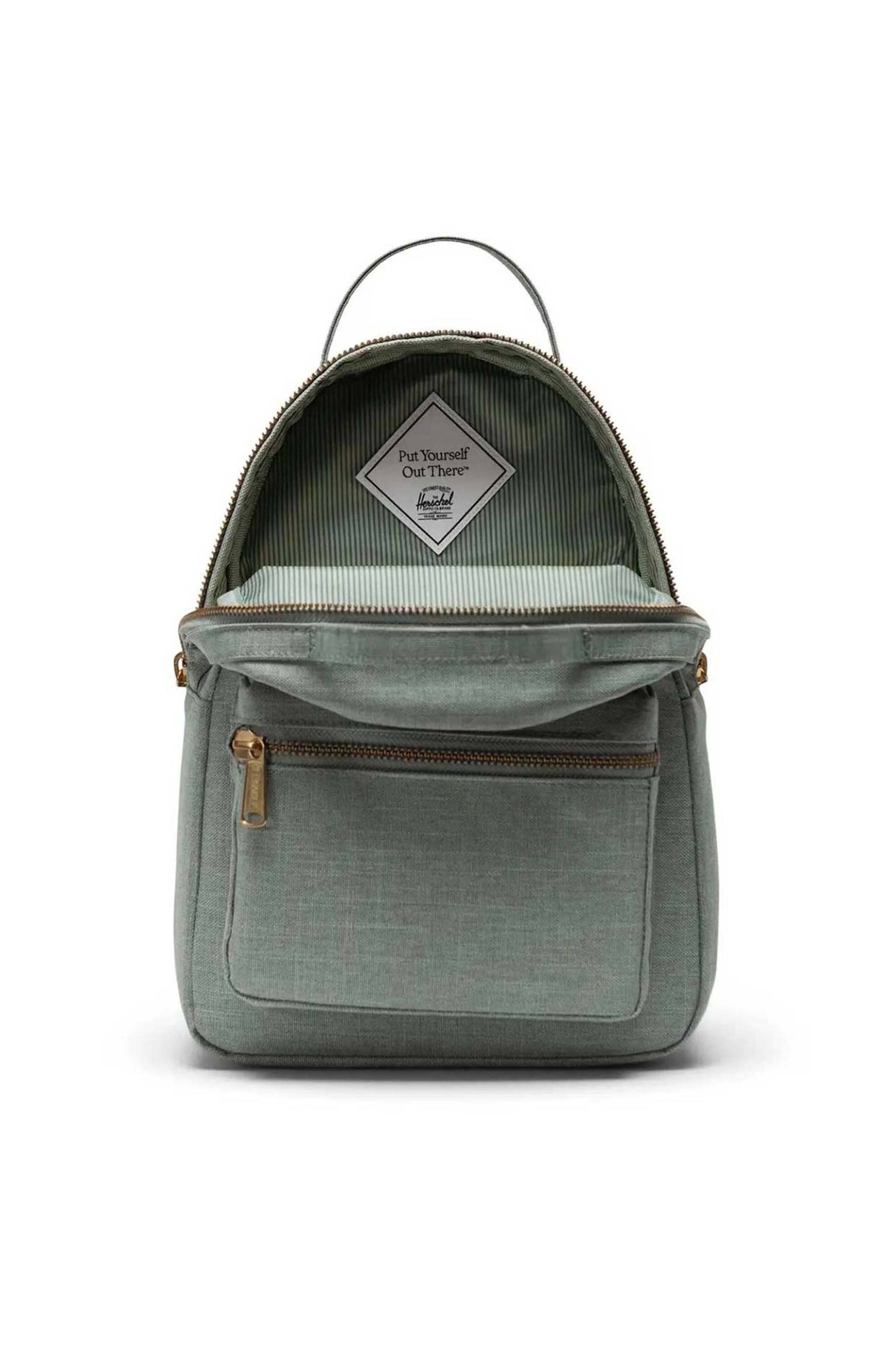 Herschel unisex backpack μονόχρωμο με contrast logo patch "Nova™ Mini" 9 L - 66UBCL01955 Πράσινο Ανοιχτό φωτογραφία