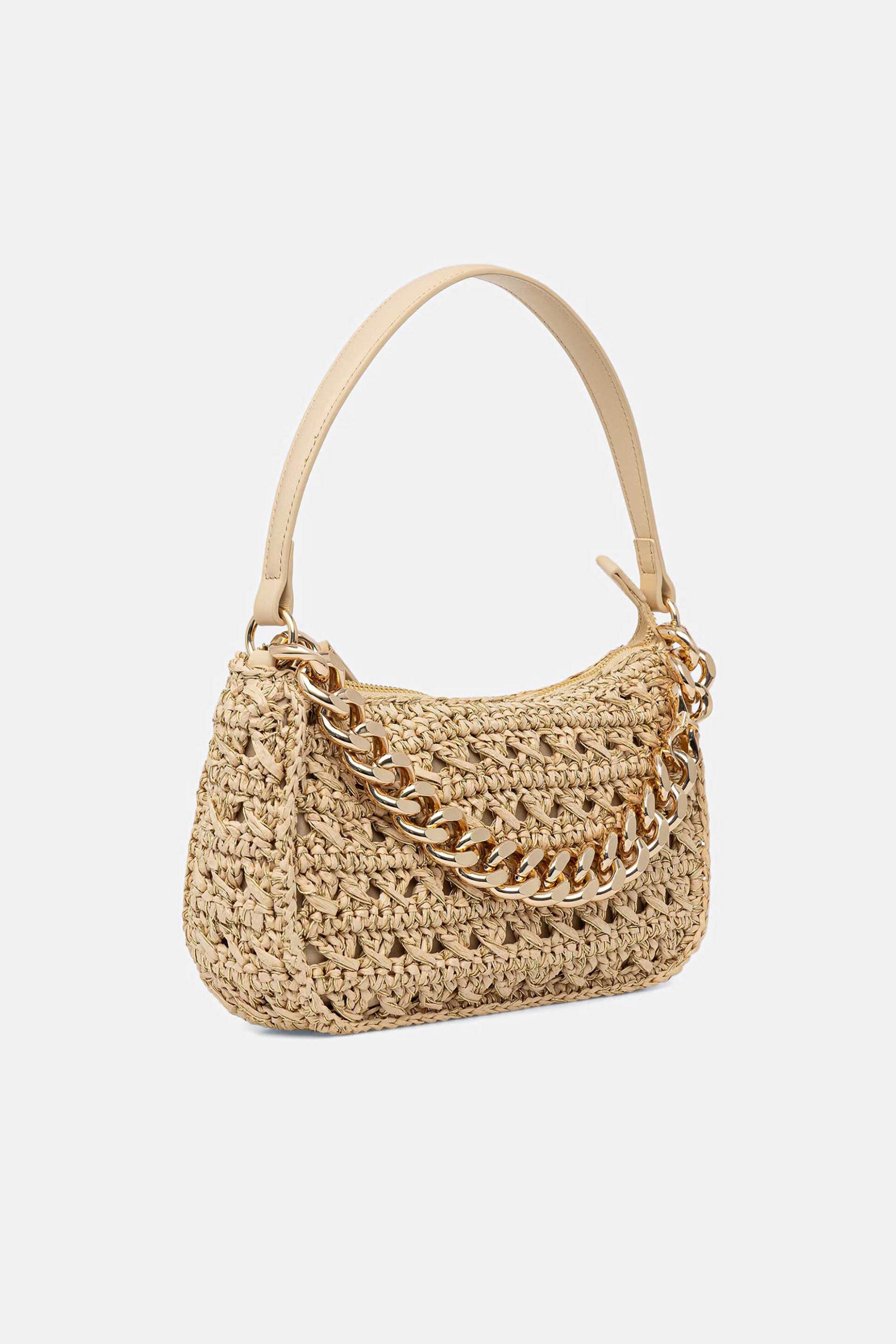 TWINSET Twinset γυναικεία τσάντα hobo με επιχρυσωμένη αλυσίδα - 261TD8081 Μπεζ - 2