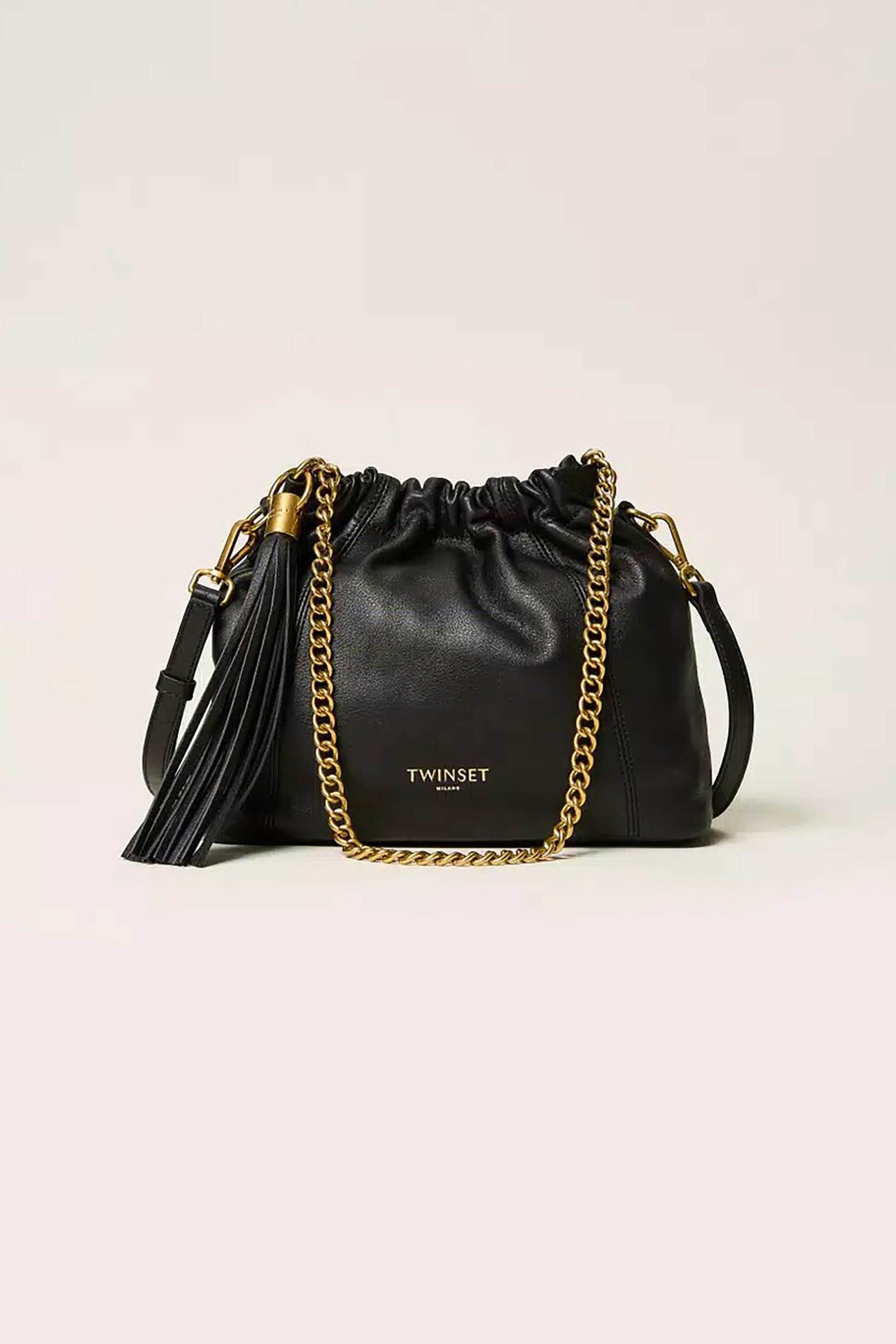 TWINSET Twinset γυναικεία τσάντα ώμου με αλυσίδα - 262TD8181 Μαύρο