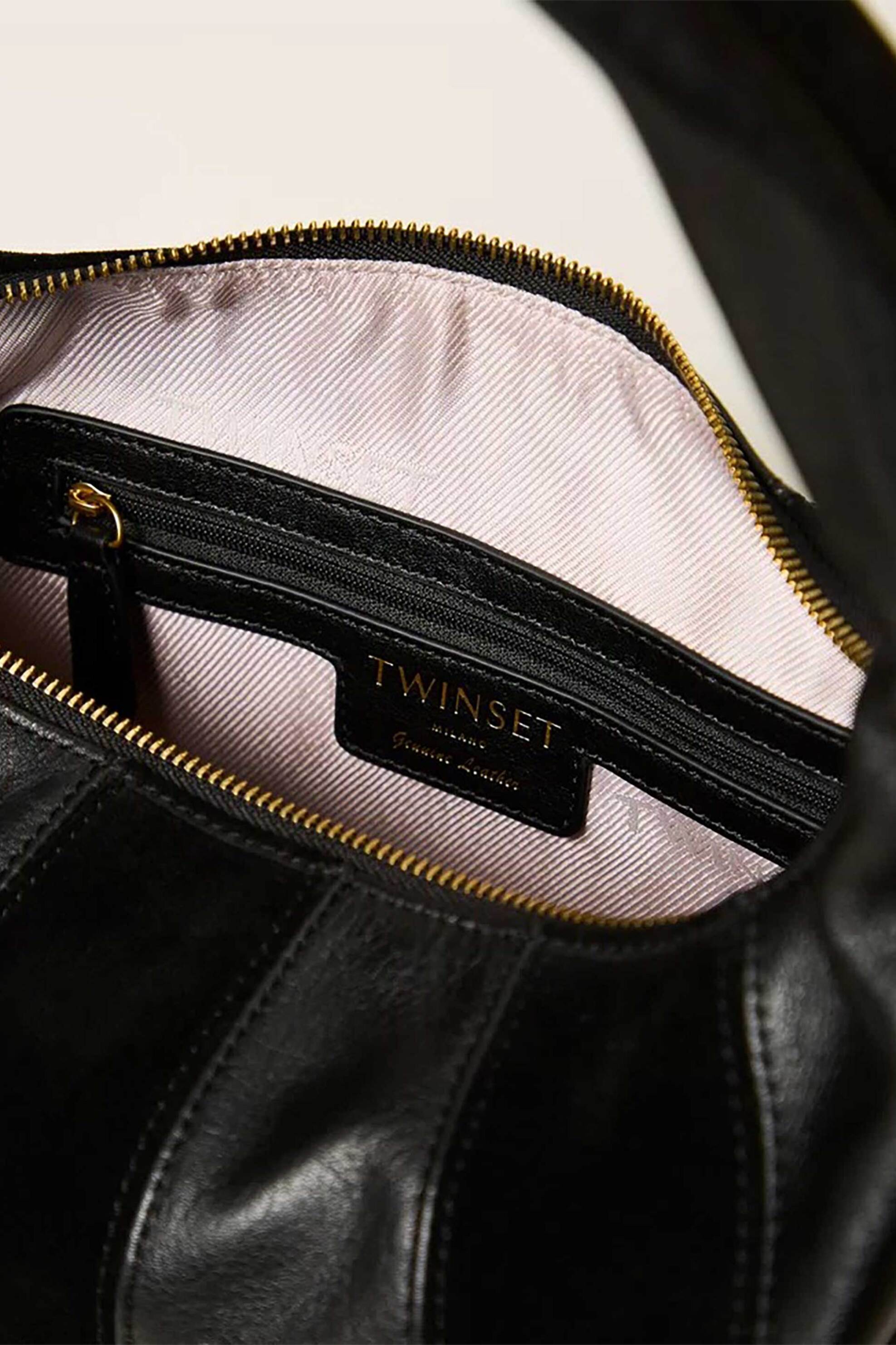 TWINSET Twinset γυναικεία τσάντα ώμου hobo με στρογγυλεμένο σχήμα - 262TD8201 Μαύρο - 4