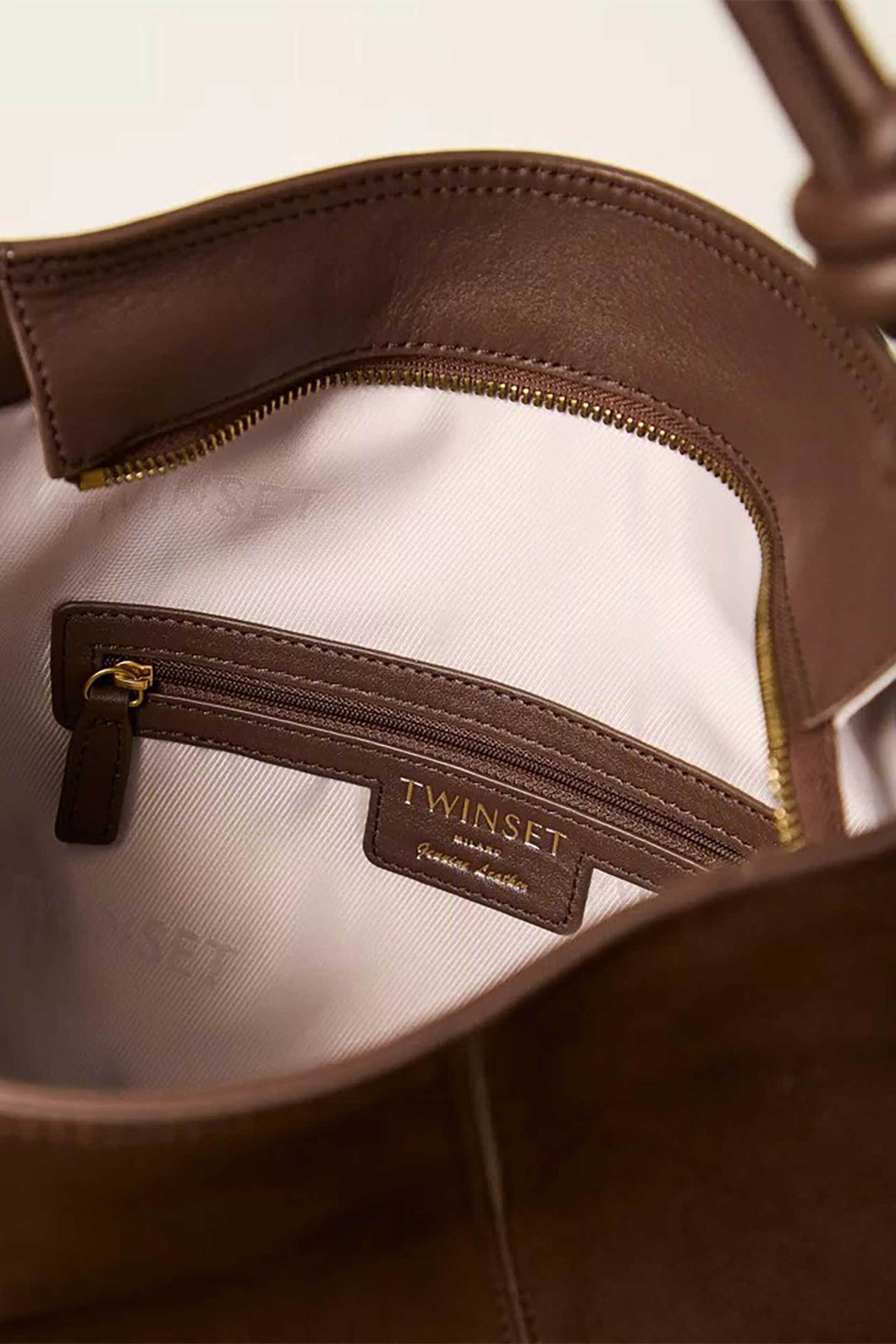 TWINSET Twinset γυναικεία τσάντα ώμου suede bucket - 262TD8230 Καφέ - 4