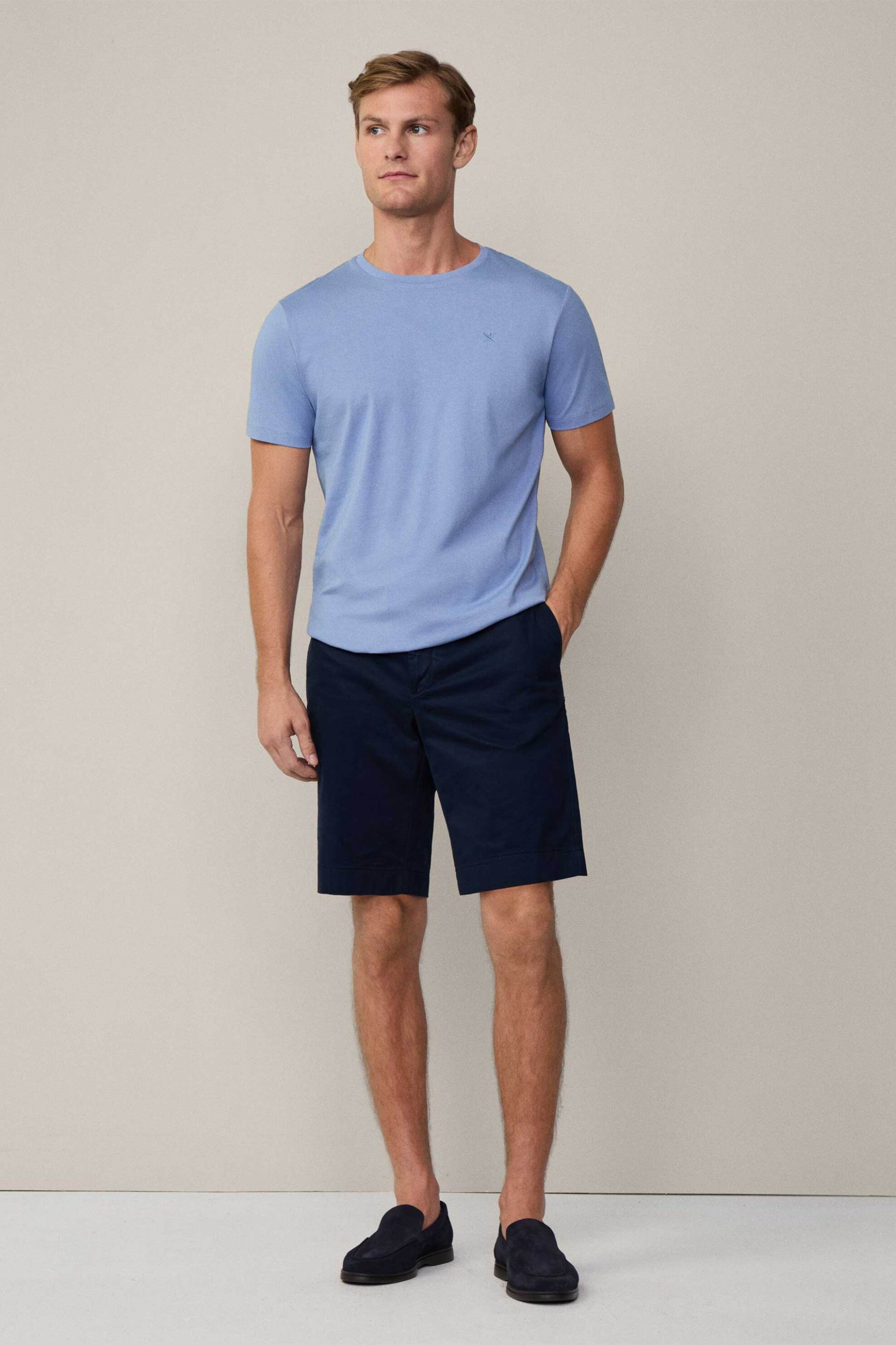 Hackett ανδρικό T-shirt μονόχρωμο με ton-sur-ton λογότυπο Classic Fit - HM500775 Μπλε Ανοιχτό φωτογραφία