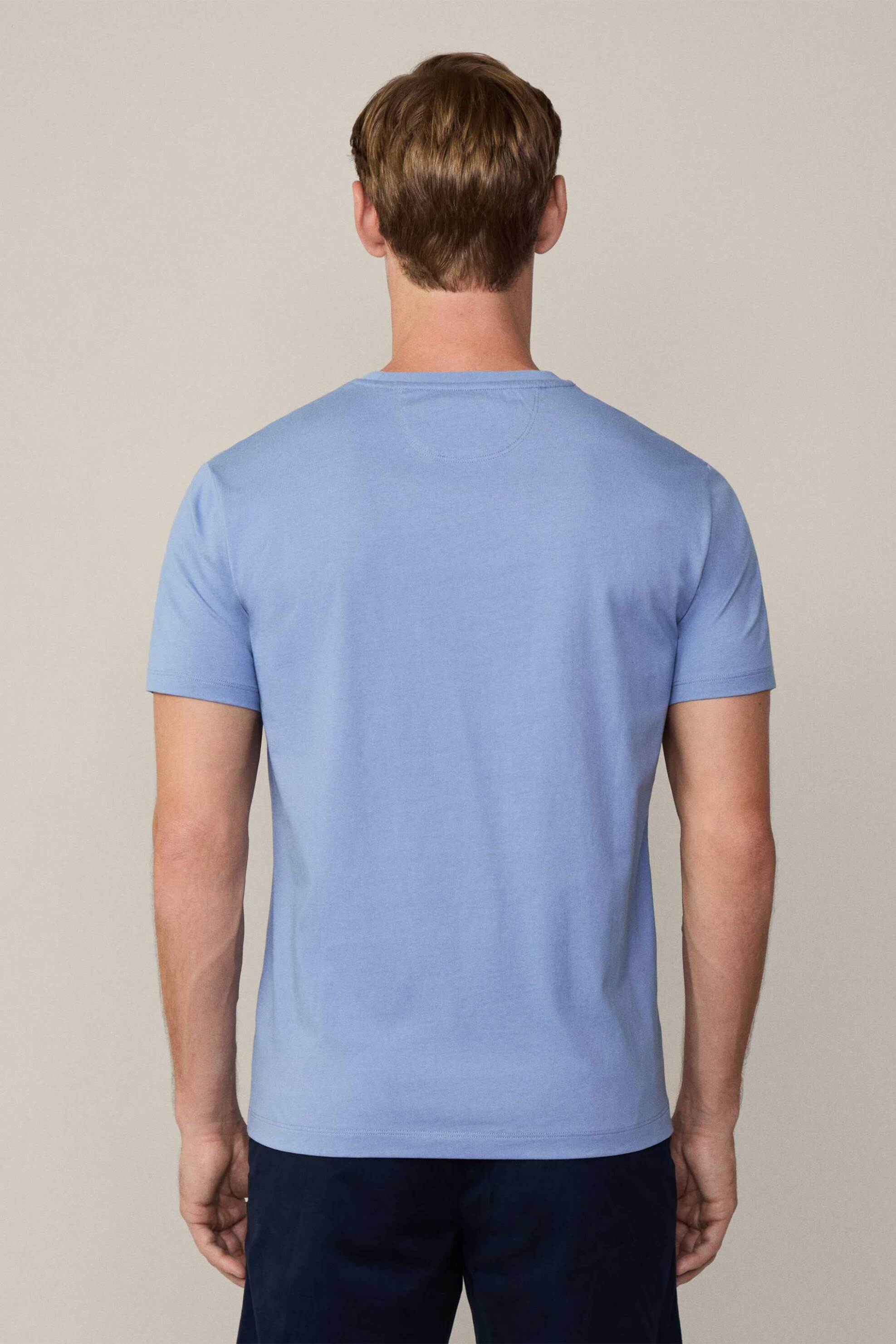 Hackett ανδρικό T-shirt μονόχρωμο με ton-sur-ton λογότυπο Classic Fit - HM500775 Μπλε Ανοιχτό φωτογραφία