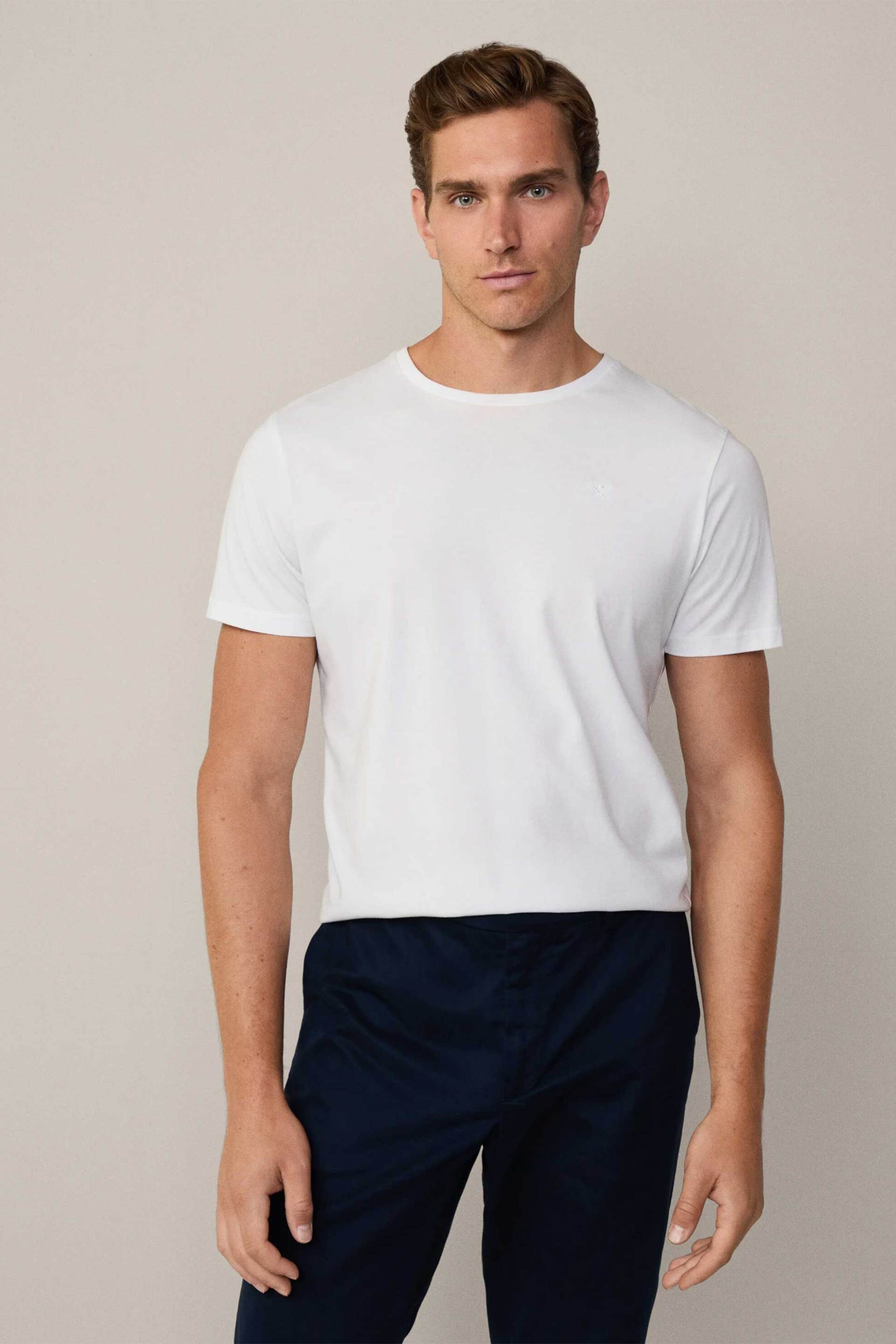 HACKETT Hackett ανδρικό T-shirt μονόχρωμο με ton-sur-ton λογότυπο Classic Fit - HM500775 Λευκό