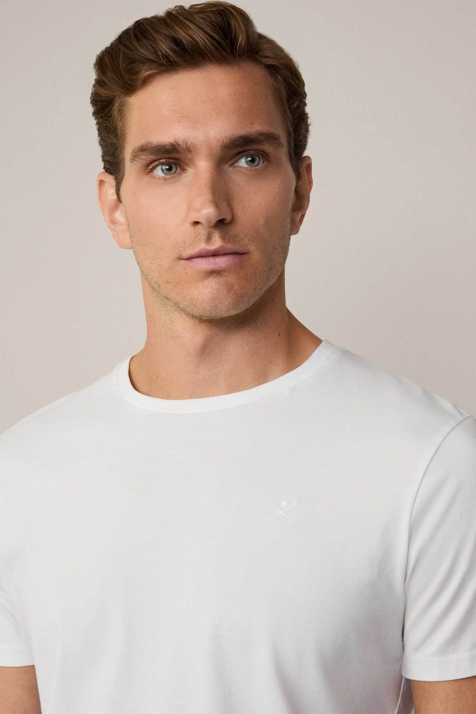 Hackett ανδρικό T-shirt μονόχρωμο με ton-sur-ton λογότυπο Classic Fit - HM500775 Λευκό φωτογραφία
