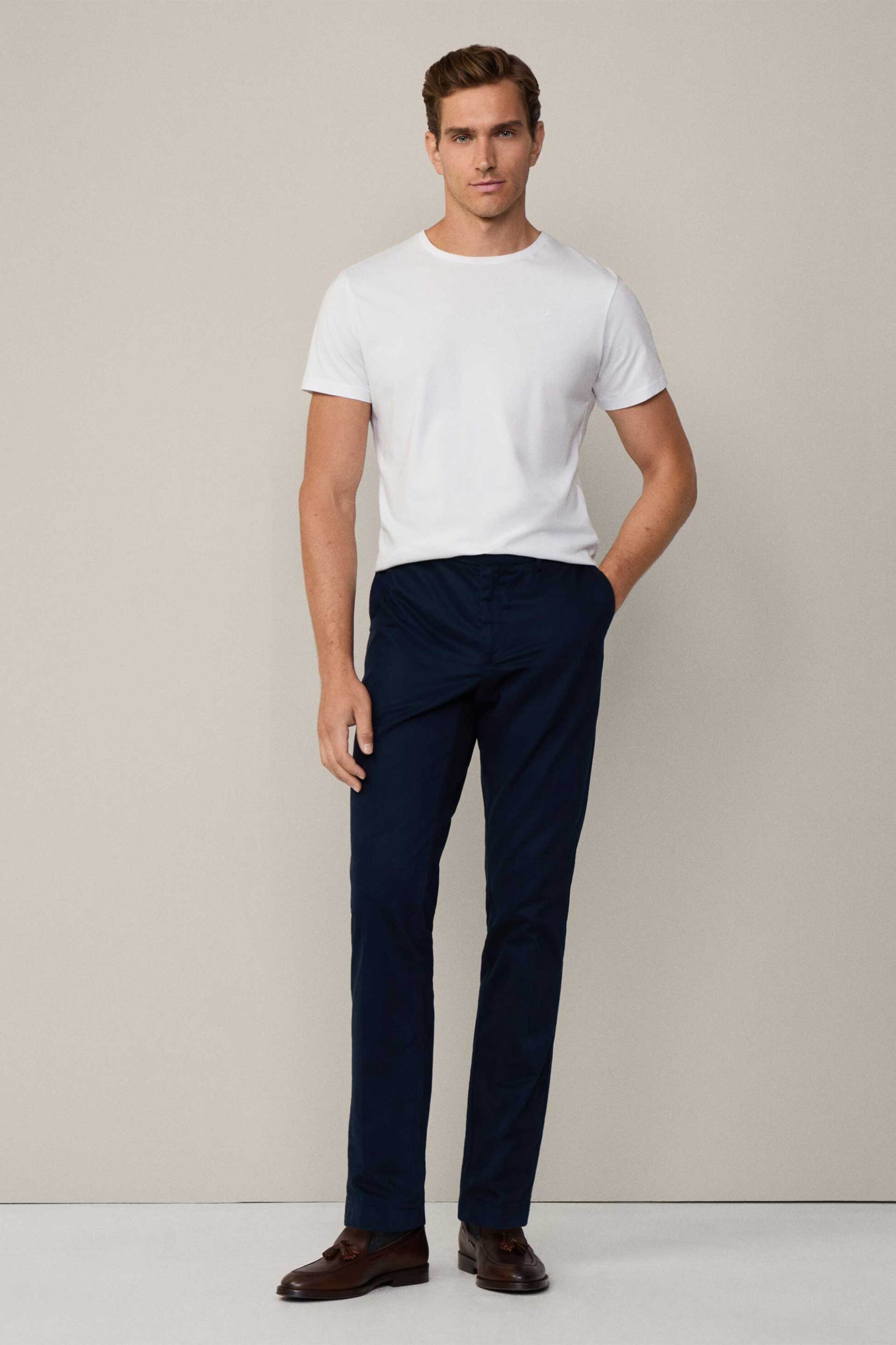 Hackett ανδρικό T-shirt μονόχρωμο με ton-sur-ton λογότυπο Classic Fit - HM500775 Λευκό φωτογραφία