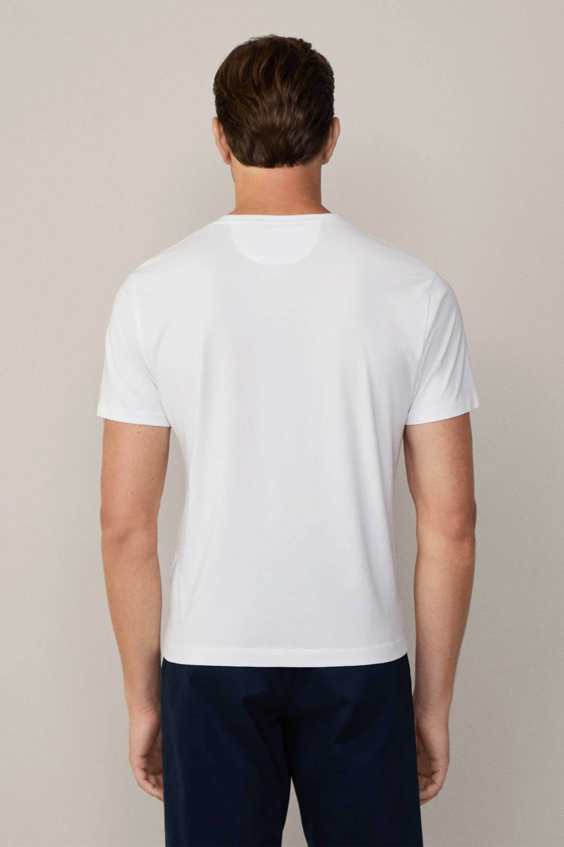 Hackett ανδρικό T-shirt μονόχρωμο με ton-sur-ton λογότυπο Classic Fit - HM500775 Λευκό φωτογραφία