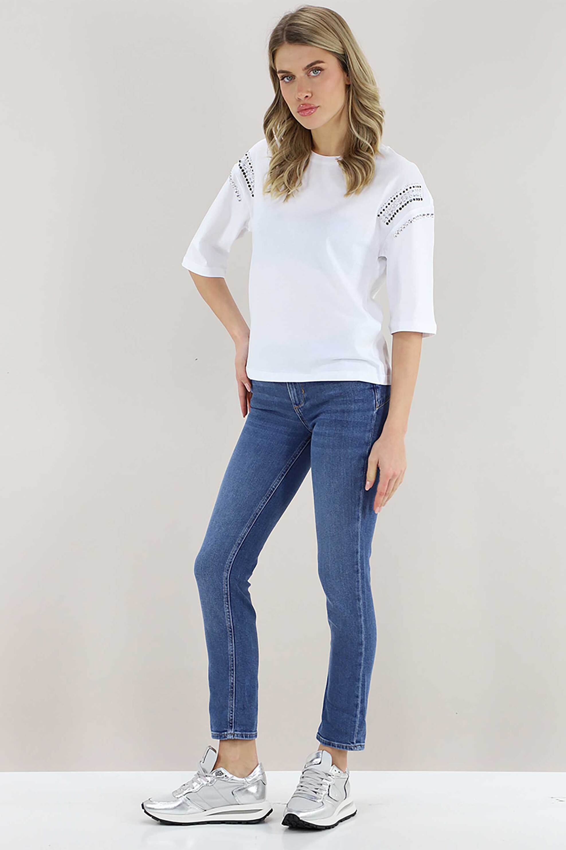 Liu Jo γυναικείο T-shirt με στρας Relaxed Fit - WA6128JS904 Λευκό φωτογραφία