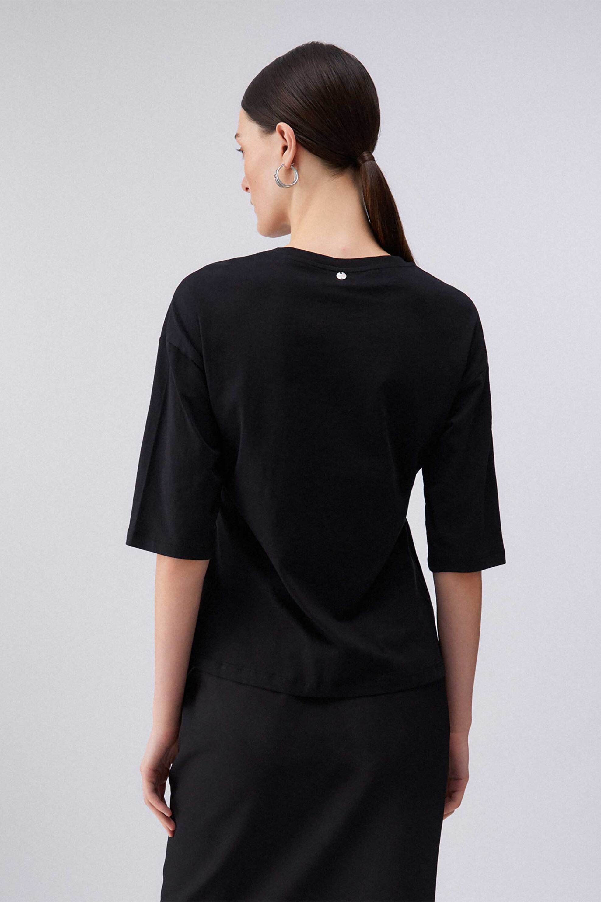 Liu Jo γυναικείο T-shirt με στρας Relaxed Fit - WA6128JS904 Μαύρο φωτογραφία