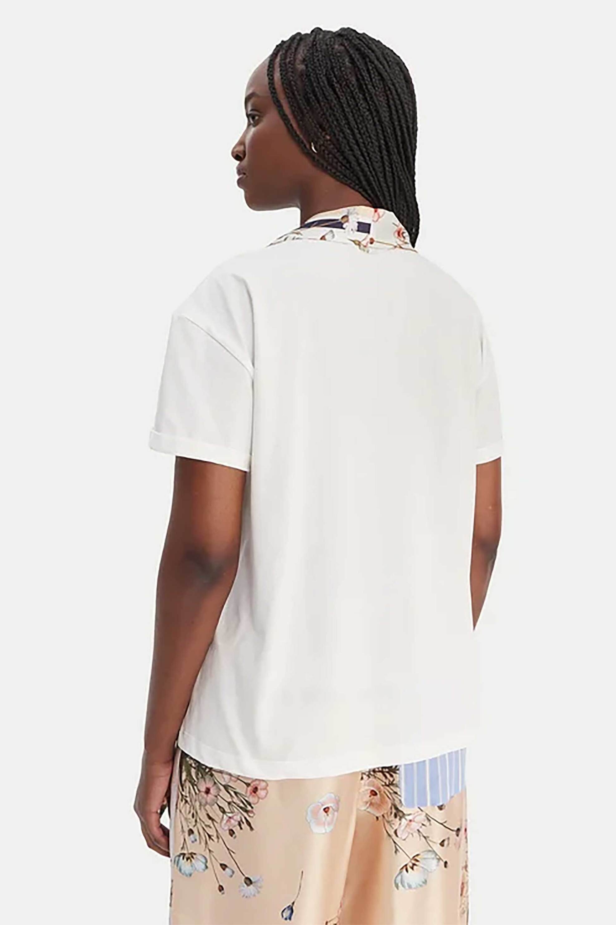 Liu Jo Γυναικείο T-Shirt με Φουλάρι Regular Fit - Wa6189J6308 Λευκό