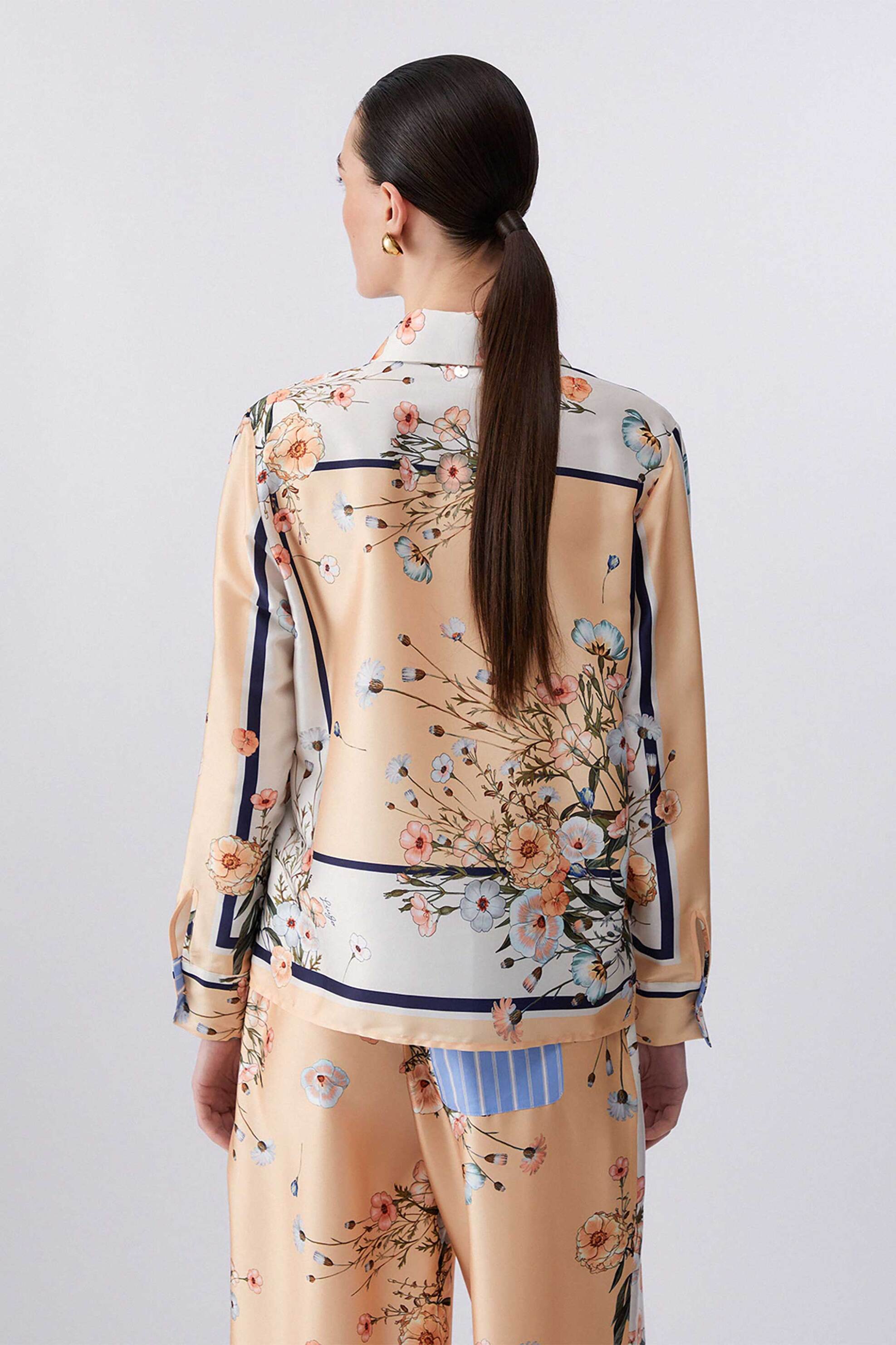 LIU JO Liu Jo γυναικείo πουκάμισο με floral print Regular Fit - WA6357T2555 Λευκό - 3