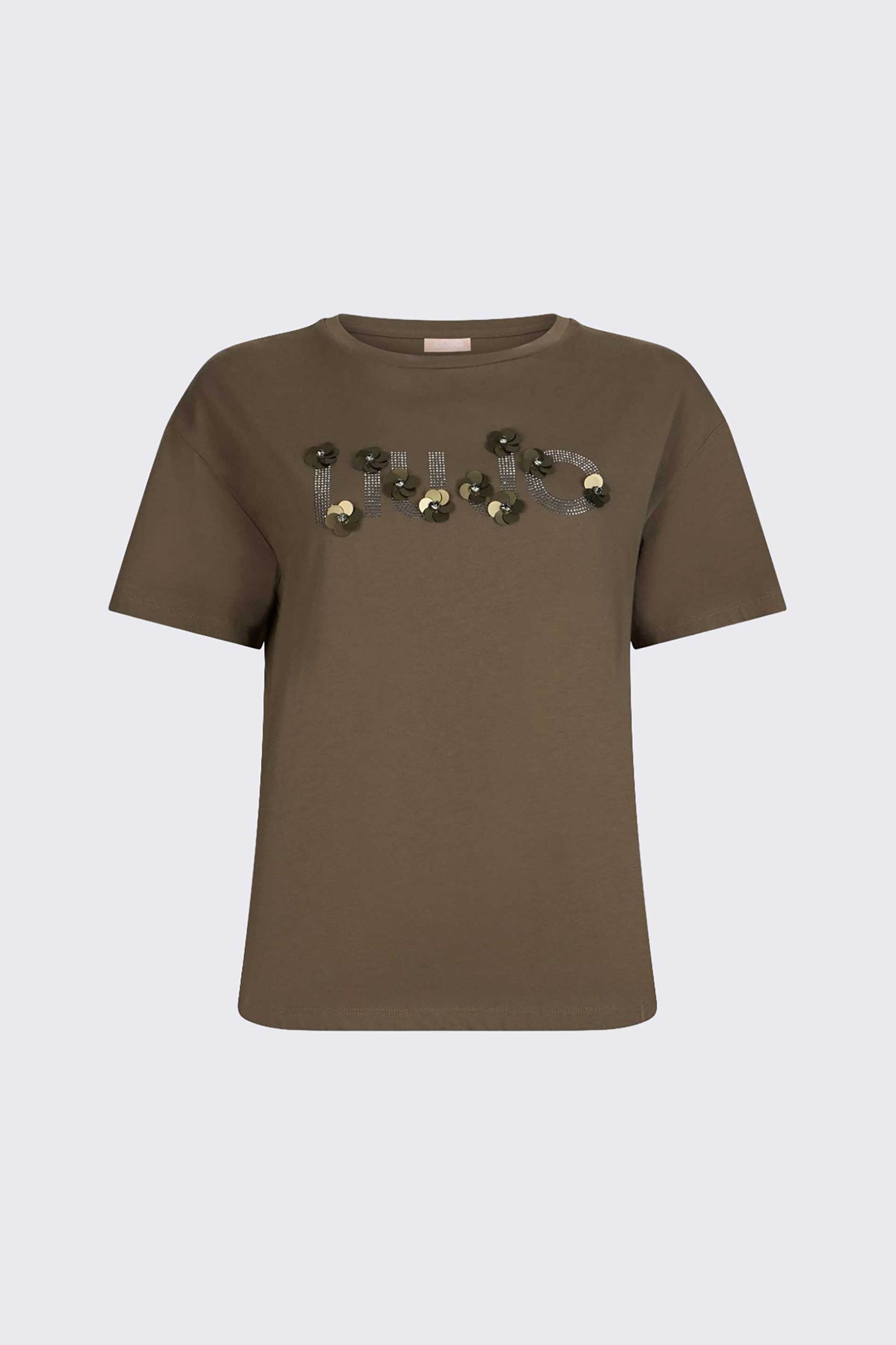 Liu Jo Γυναικείο T-Shirt με Logo Print Regular Fit - Wa6238Js923 Λαδί