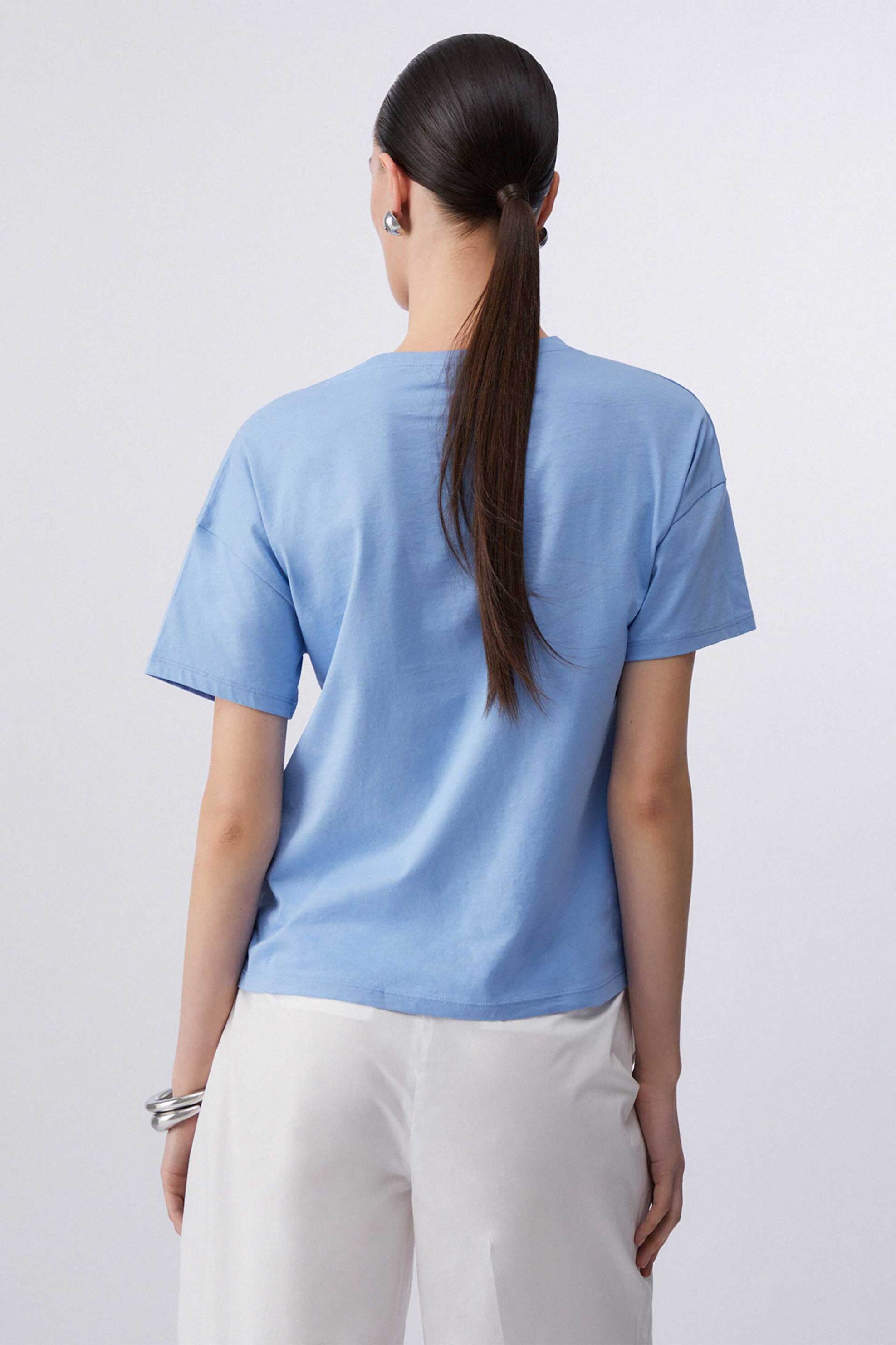 LIU JO Liu Jo γυναικείο T-shirt με print Regular Fit - WA6414JS923 Γαλάζιο - 3