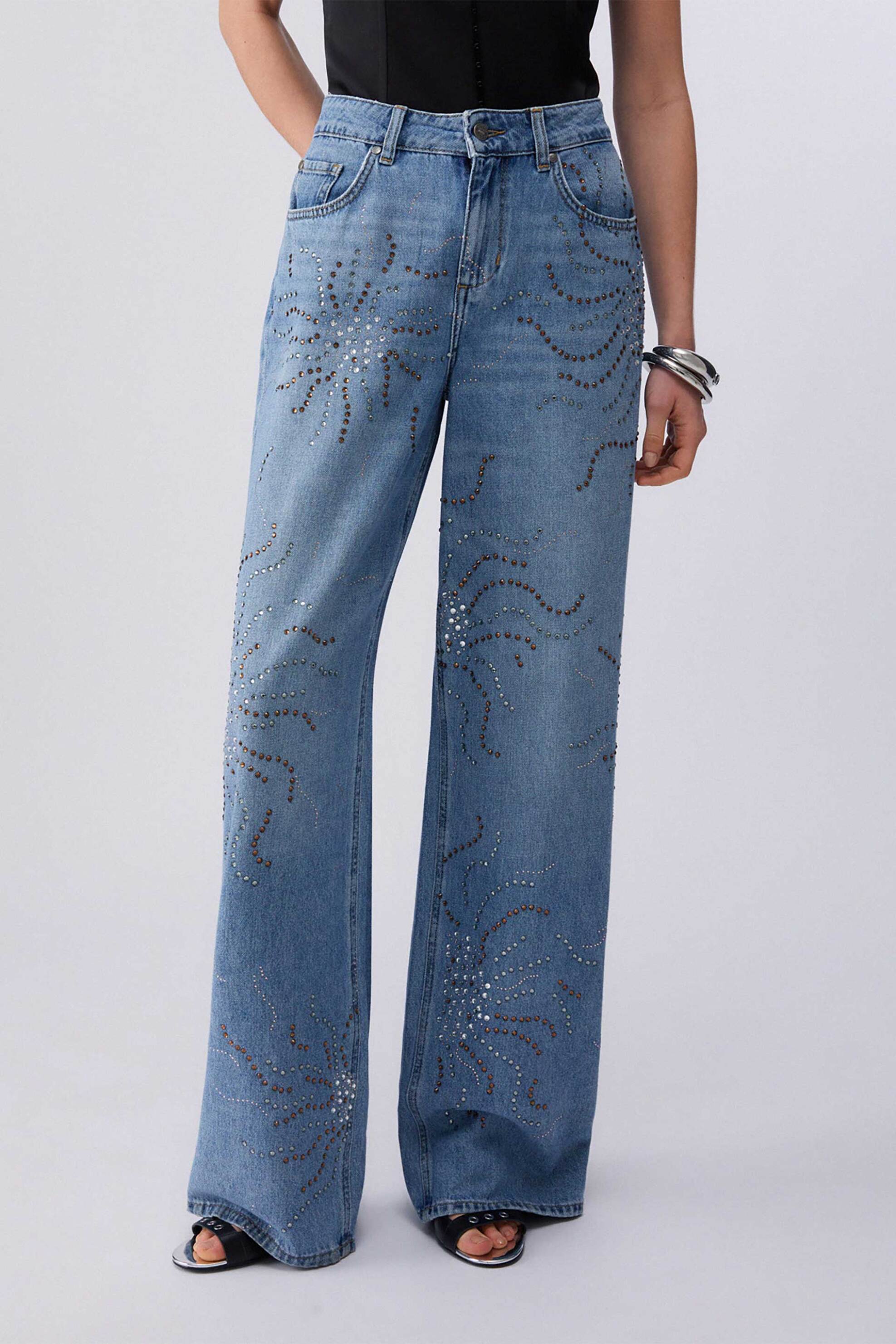 Liu Jo γυναικείo τζιν παντελόνι με στρας Straight Leg - UA6263D4820 Denim Blue φωτογραφία