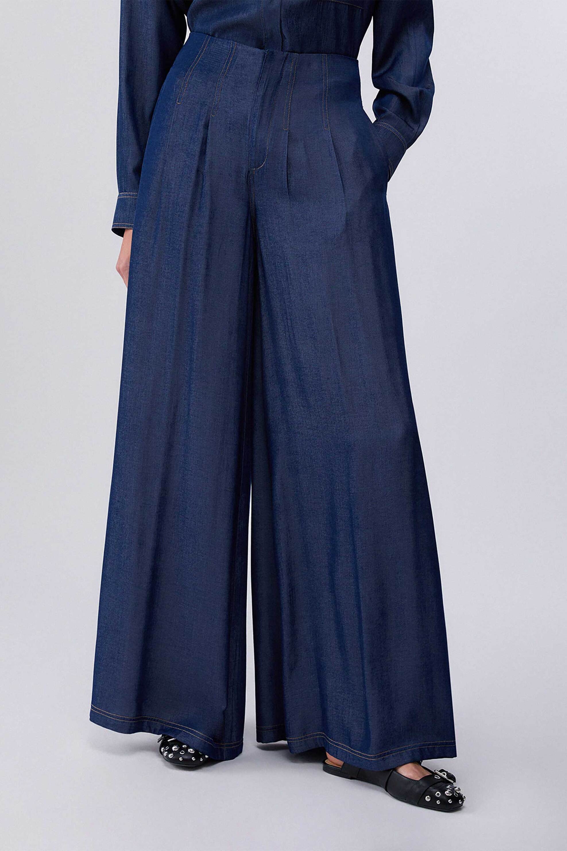 LIU JO Liu Jo γυναικείo τζιν παντελόνι chambray Flared Fit - UA6273D4894 Denim Blue Σκούρο - 2