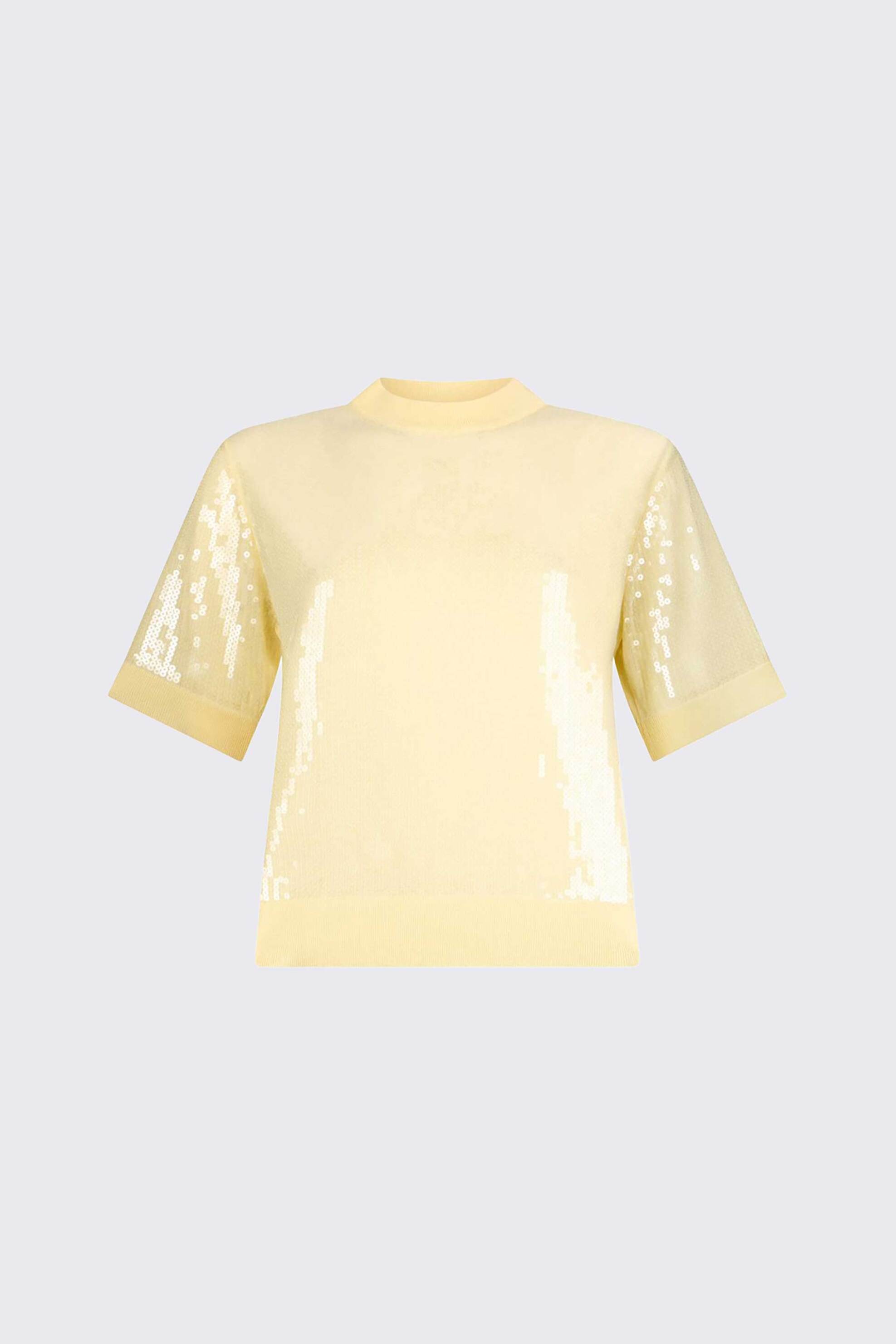 Liu Jo Γυναικείο T-Shirt με Διακοσμητικές Πούλιες Regular Fit - Wa6216Ma68R Κίτρινο