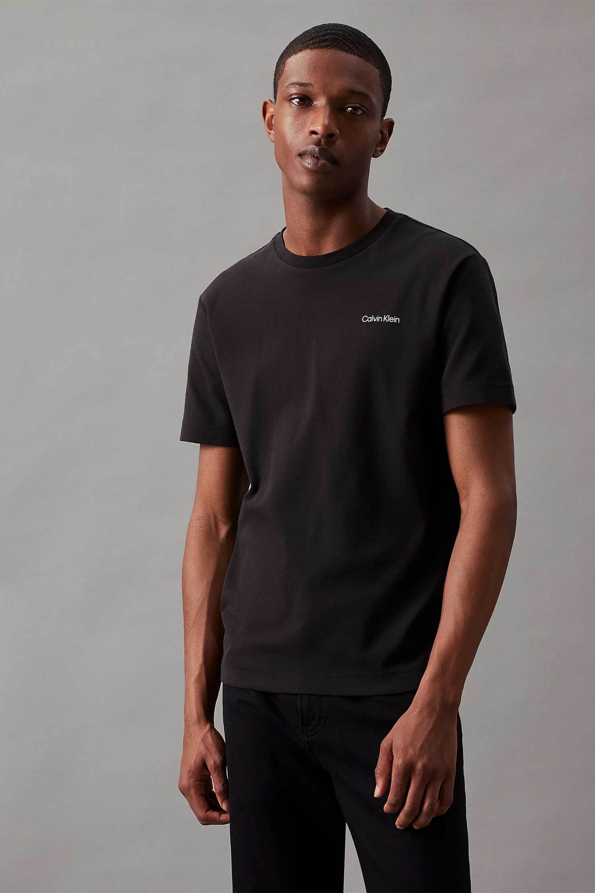 Calvin Klein ανδρικό T-shirt με logo print Regular Fit - K10K109894 Μαύρο