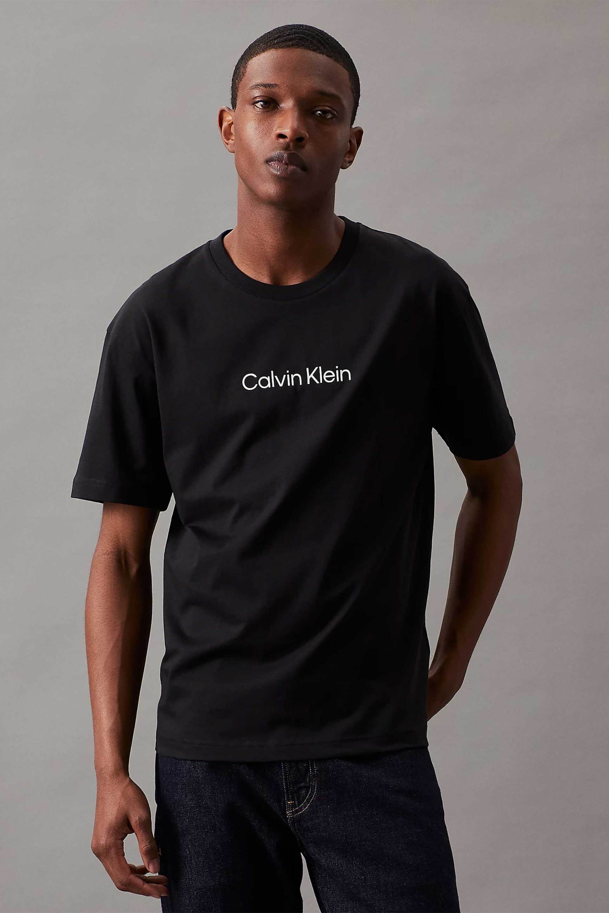 Calvin Klein ανδρικό T-shirt με logo print Relaxed Fit - K10K111346 Μαύρο