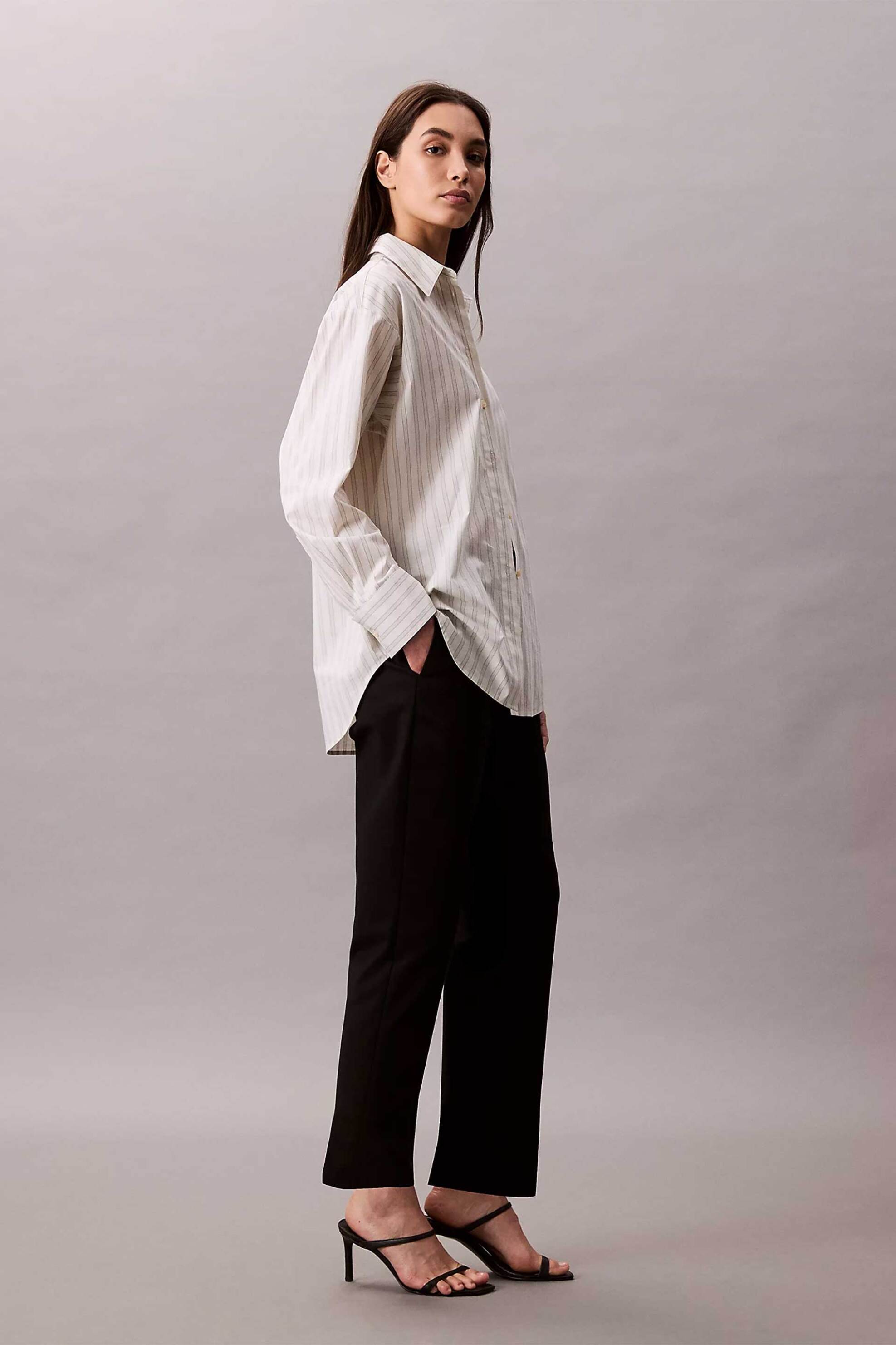 CALVIN KLEIN Calvin Klein γυναικείο παντελόνι chino Straight Fit - LV044B916G Μαύρο - 3