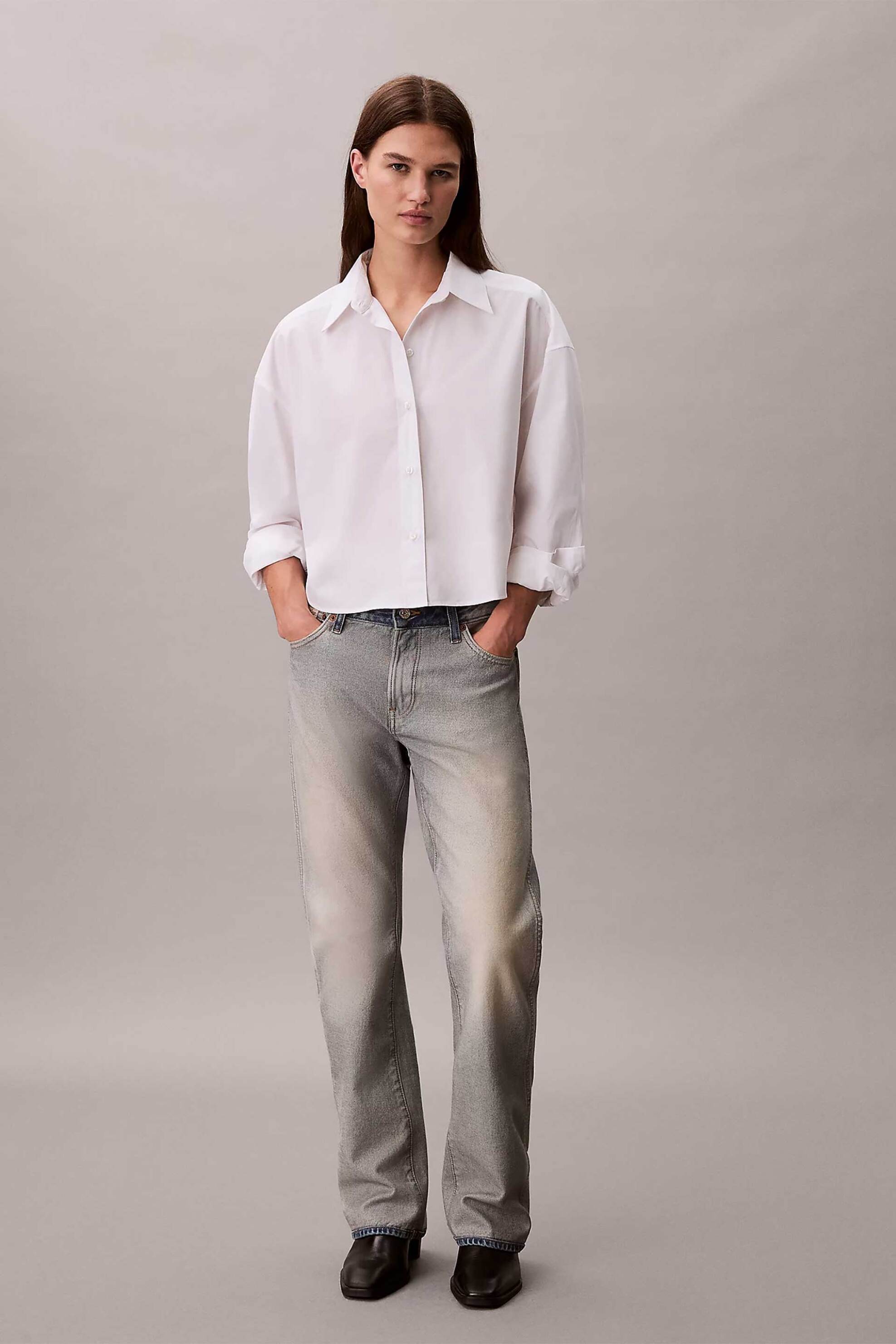 Calvin Klein γυναικείο πουκάμισο Relaxed Cropped - LV044E170G Λευκό