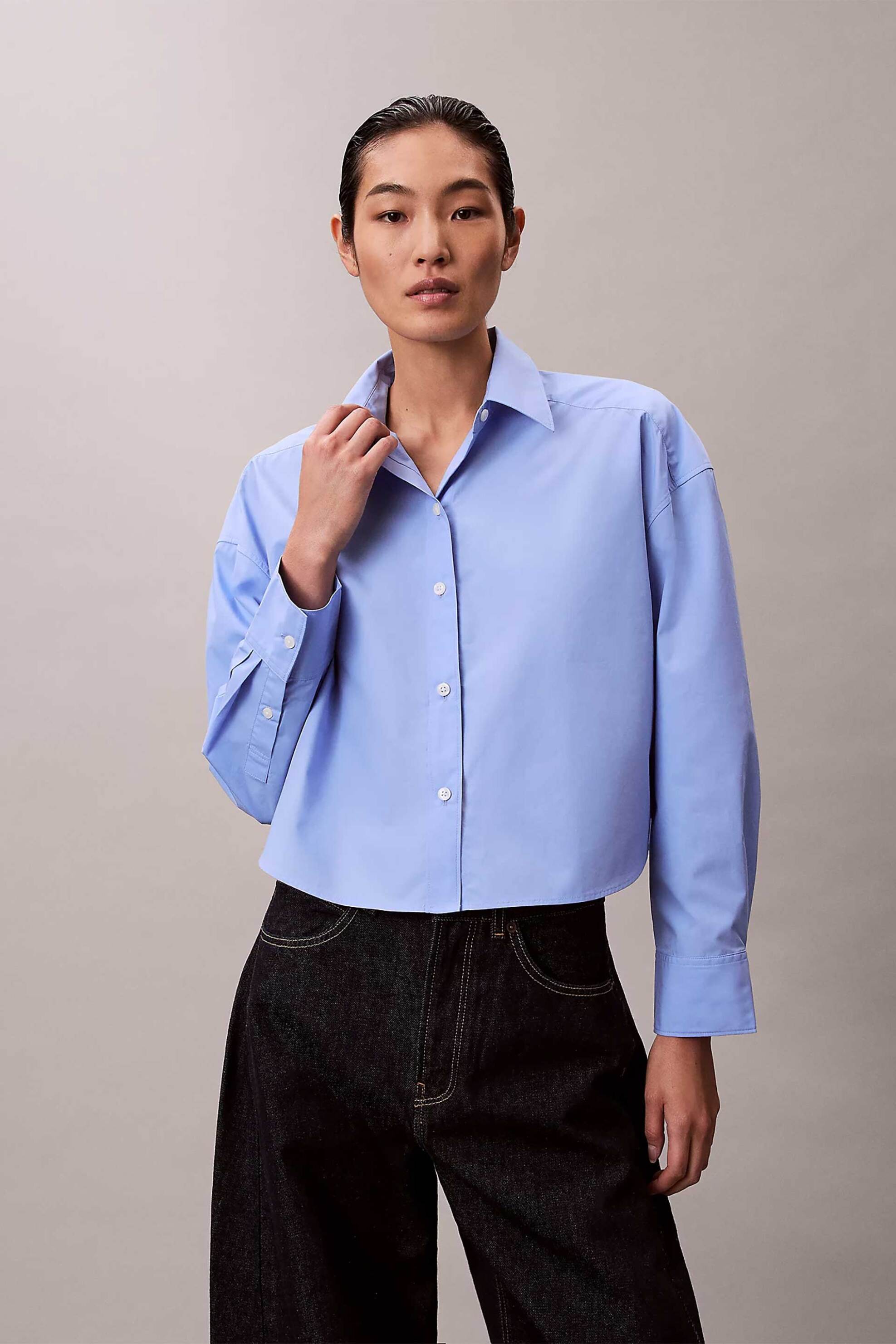 Calvin Klein Calvin Klein γυναικείο πουκάμισο Relaxed Cropped - LV044E170G Γαλάζιο