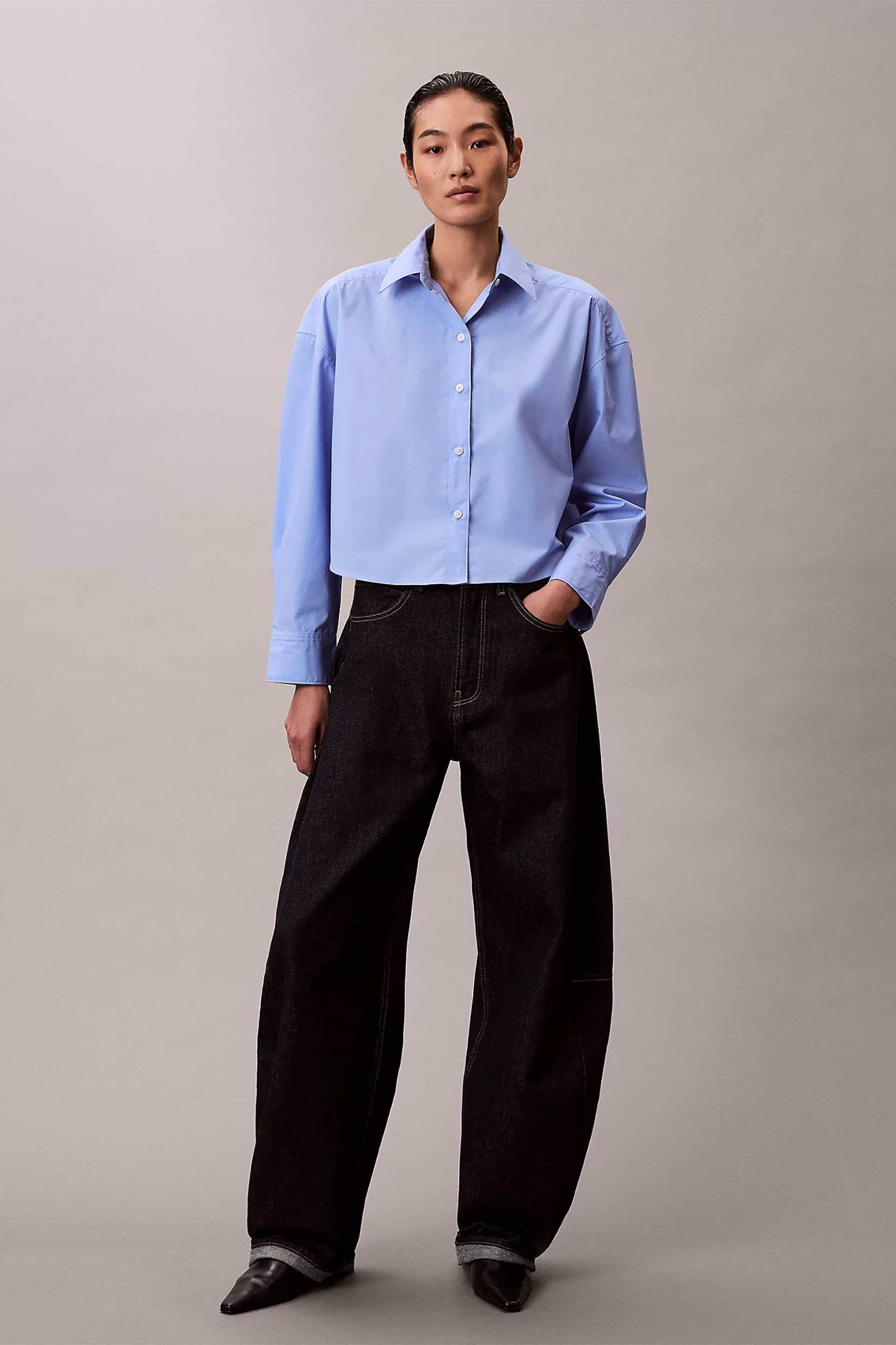 CALVIN KLEIN Calvin Klein γυναικείο πουκάμισο Relaxed Cropped - LV044E170G Γαλάζιο - 3