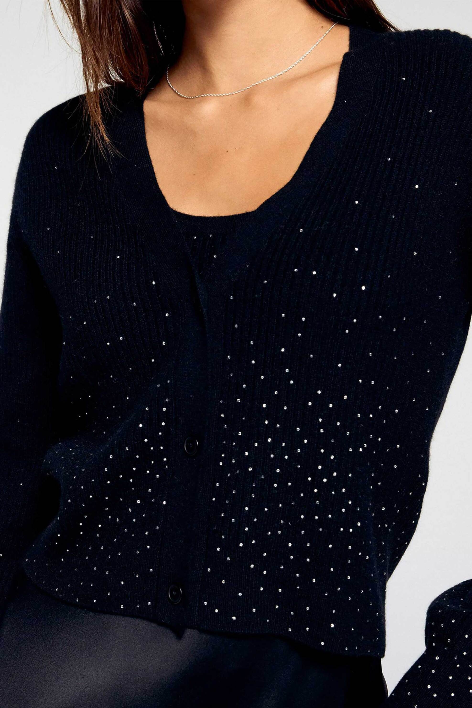 From Future γυναικεία ζακέτα από κασμίρι με στρας Regular Fit - 2501WPC03297W Μαύρο φωτογραφία