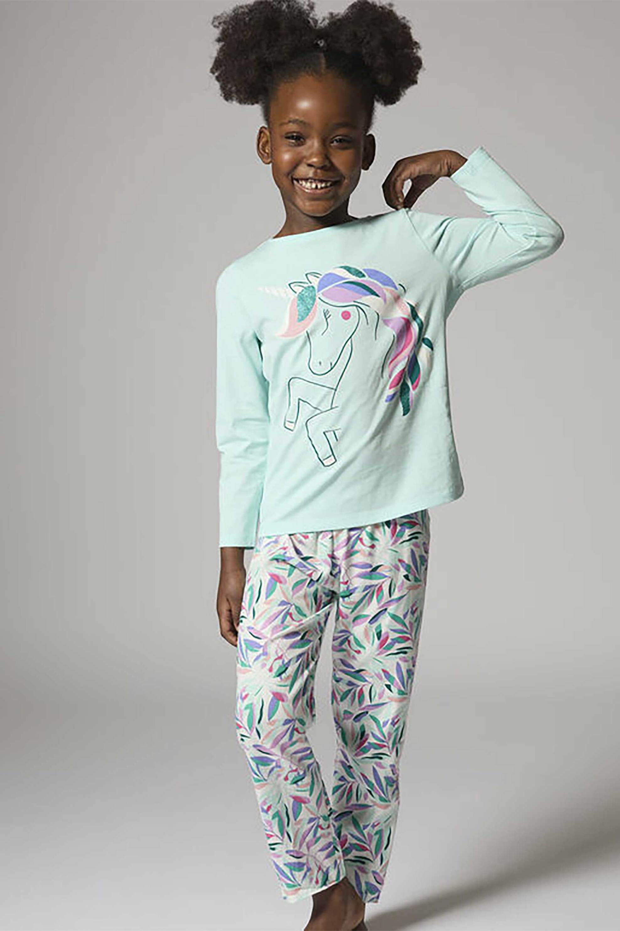 DPAM σετ παιδικές πιτζάμες για κορίτσια "Mint Unicorn" - 361033 Πράσινο Μέντας