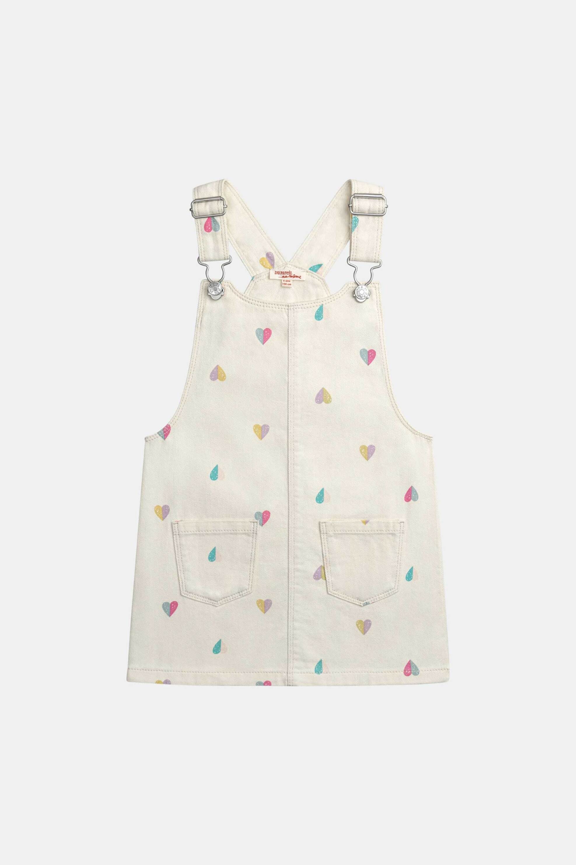 DPAM παιδικό denim φόρεμα-σαλοπέτα για κορίτσια "White Dungaree" - 370333 Λευκό