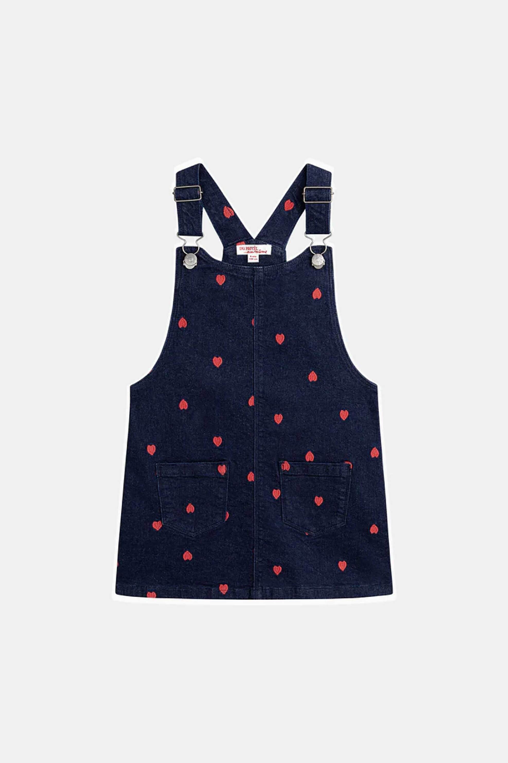 DPAM παιδικό denim φόρεμα-σαλοπέτα για κορίτσια "Dark Hearts" - 370571 Denim Blue Σκούρο