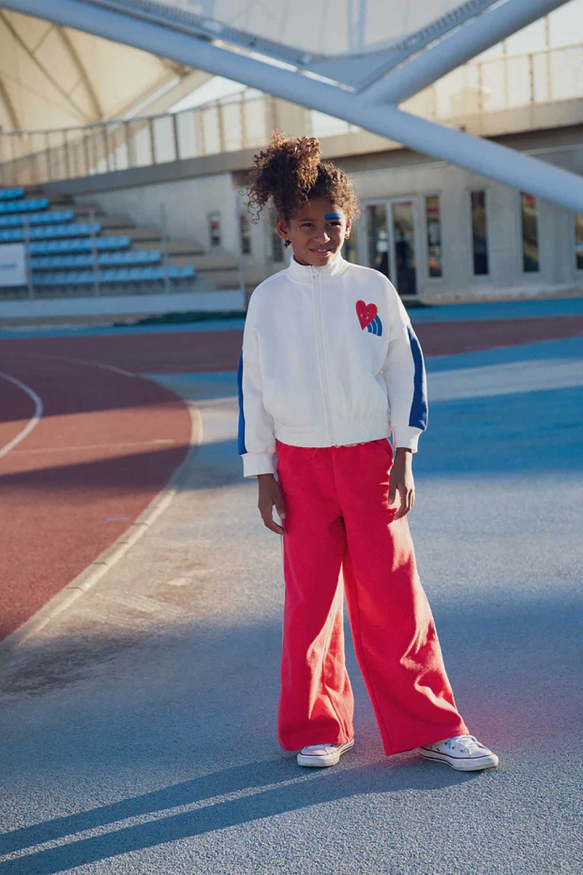 DPAM παιδικό παντελόνι φόρμας για κορίτσια "Red Vintage" - 370528 Κοραλί