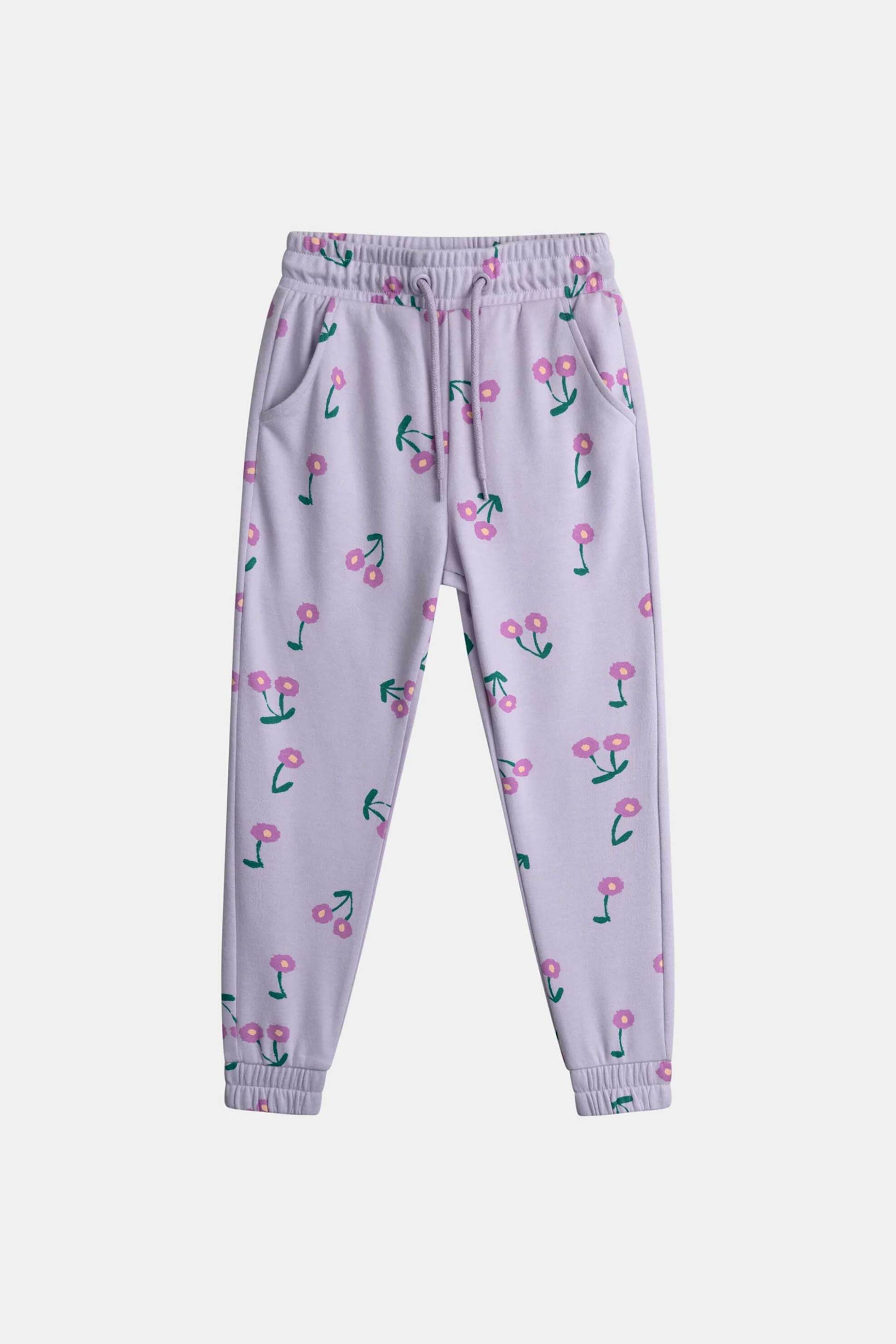 DPAM παιδικό παντελόνι φόρμας για κορίτσια "Lilac Flowers" - 371006 Λιλά