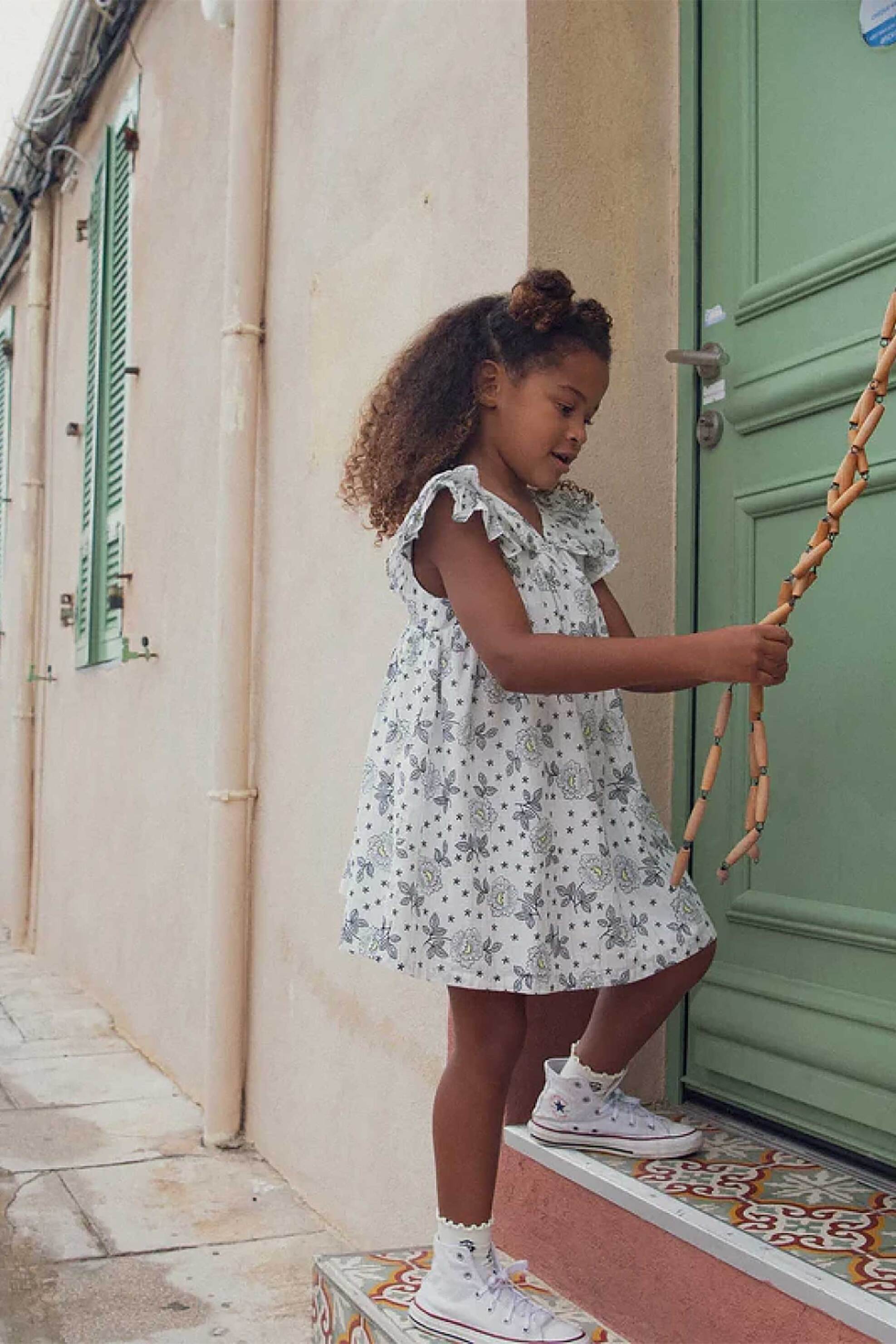 DPAM παιδικό φόρεμα για κορίτσια "Black Pattern" - 373276 Λευκό