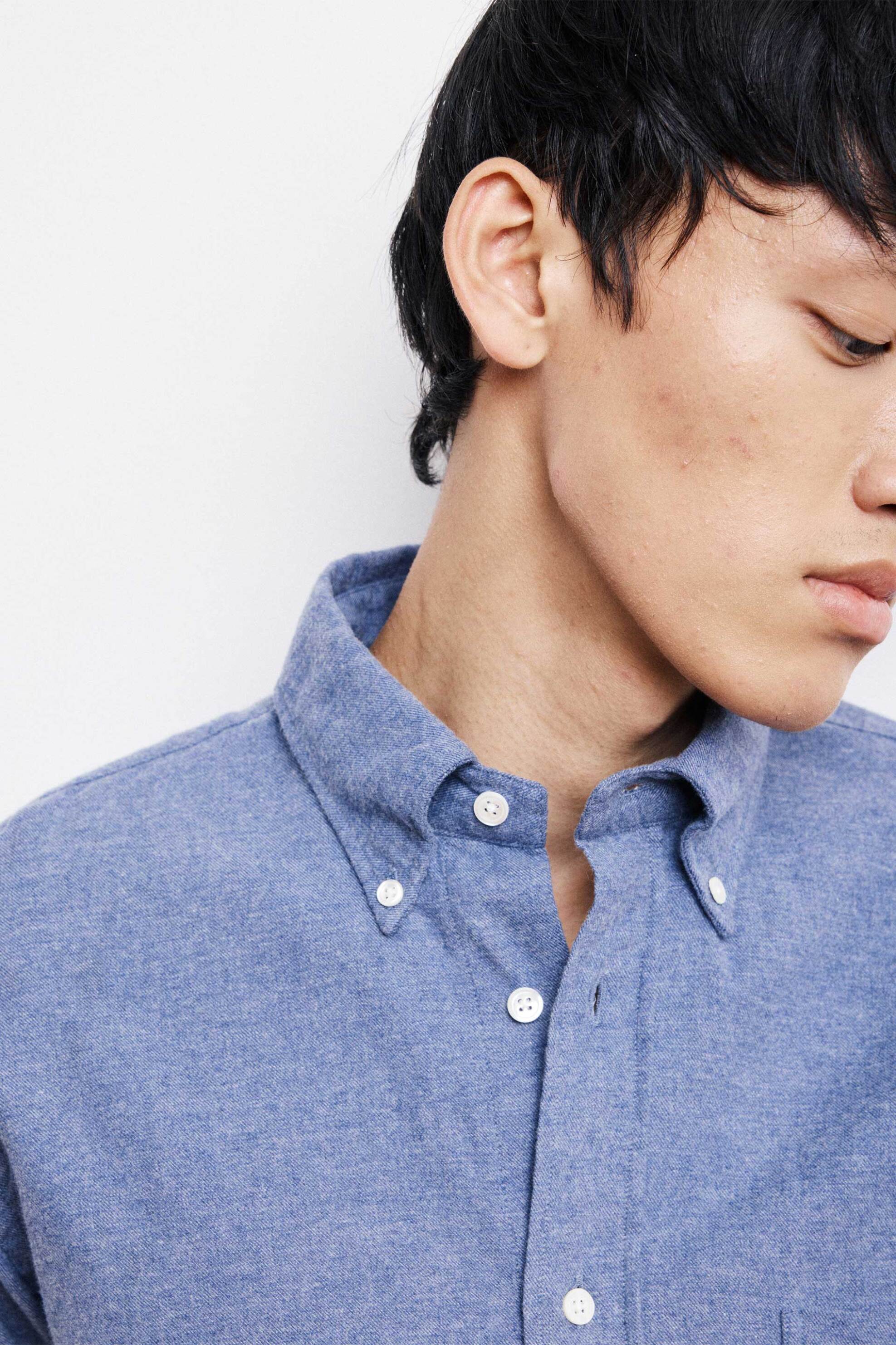 Hartford ανδρικό πουκάμισο flannel button down με τσέπη Regular Fit "Pitt" - BE12016 Μπλε Ανοιχτό φωτογραφία