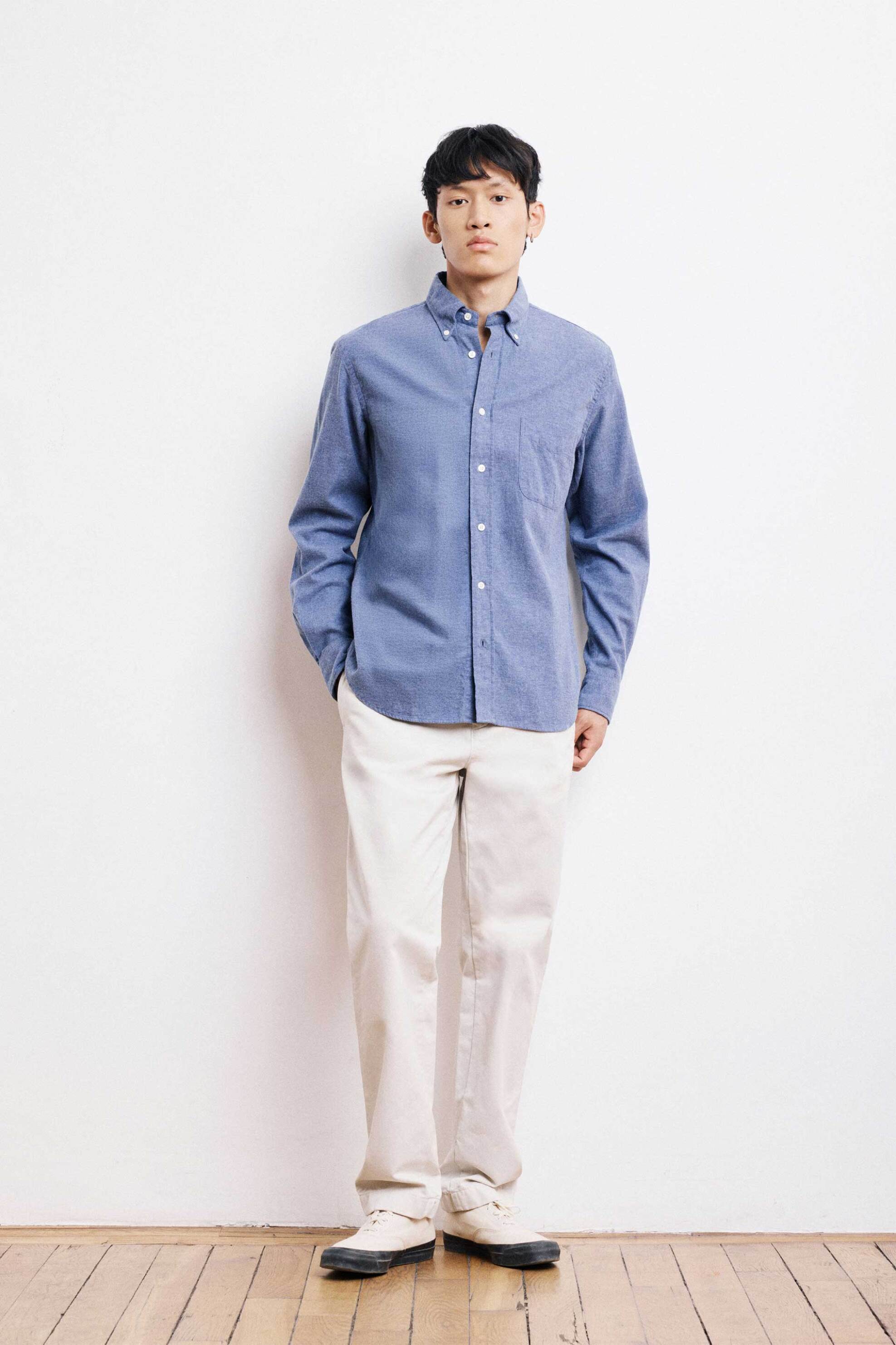 Hartford ανδρικό πουκάμισο flannel button down με τσέπη Regular Fit "Pitt" - BE12016 Μπλε Ανοιχτό φωτογραφία