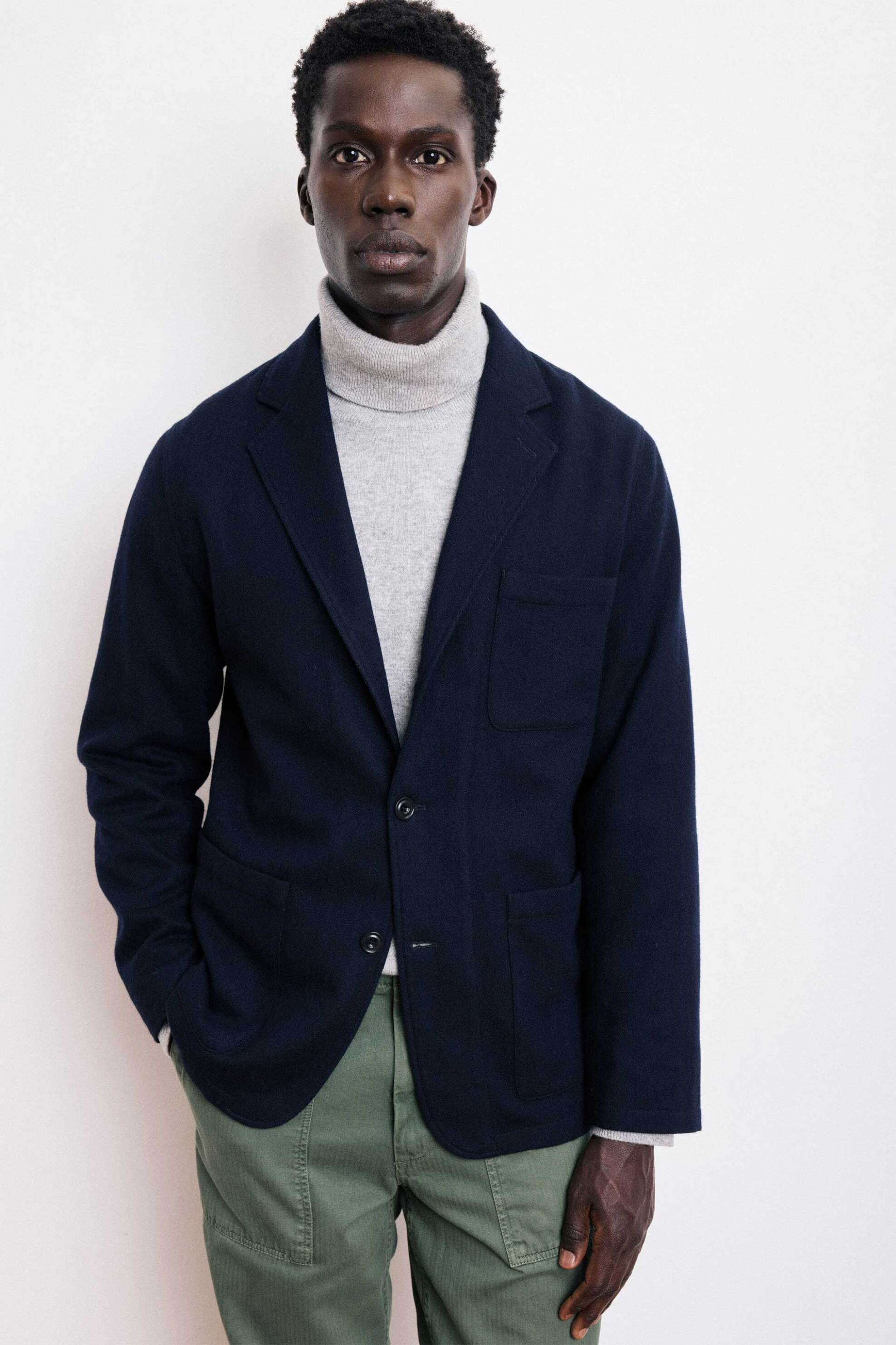 HARTFORD Hartford ανδρικό σακάκι flannel Straight Fit "Jonny" - BE42107 Μπλε Σκούρο