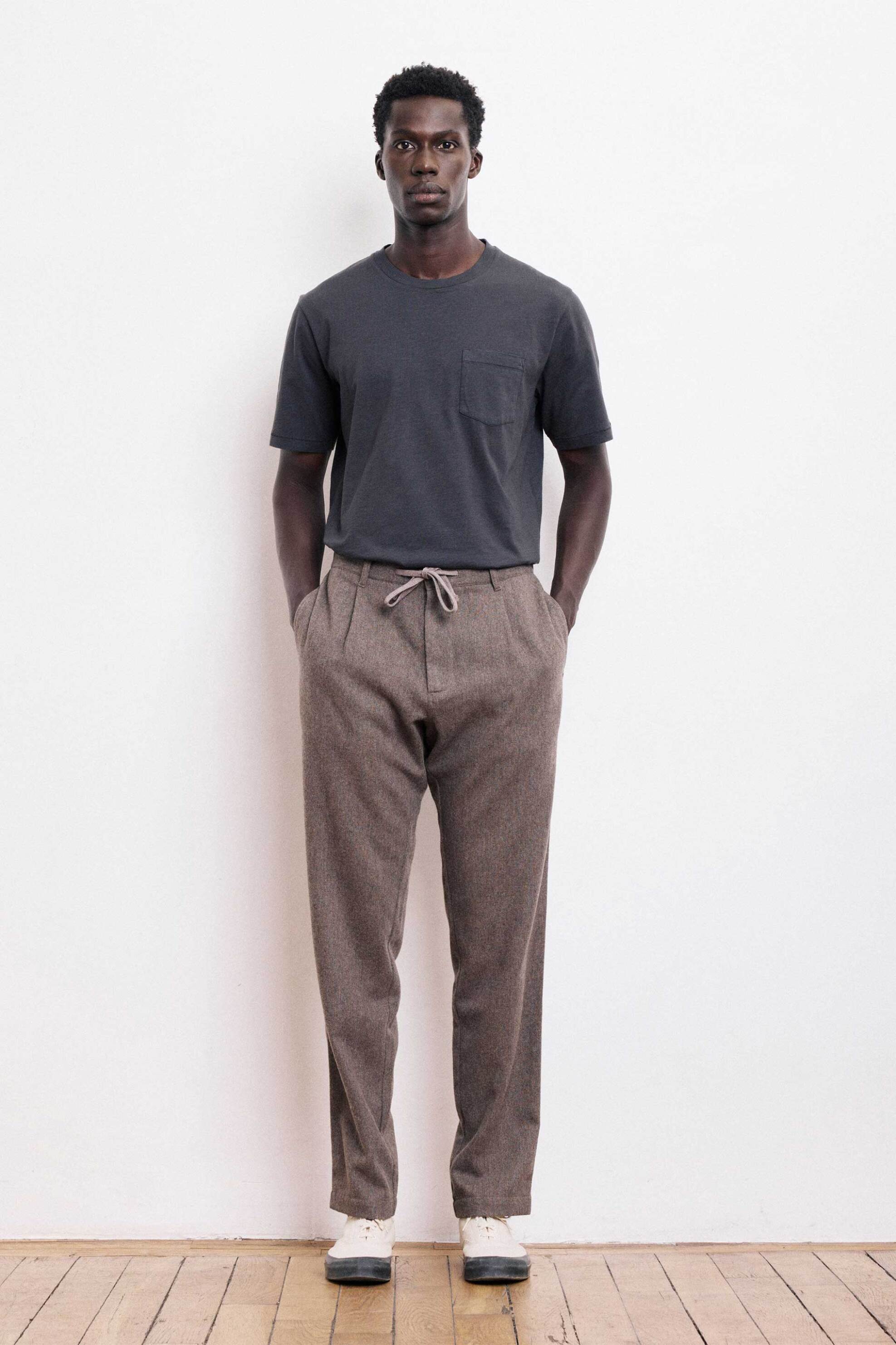 HARTFORD Hartford ανδρικό παντελόνι chino flannel Straight Fit "Tanker" - BE56107 Taupe