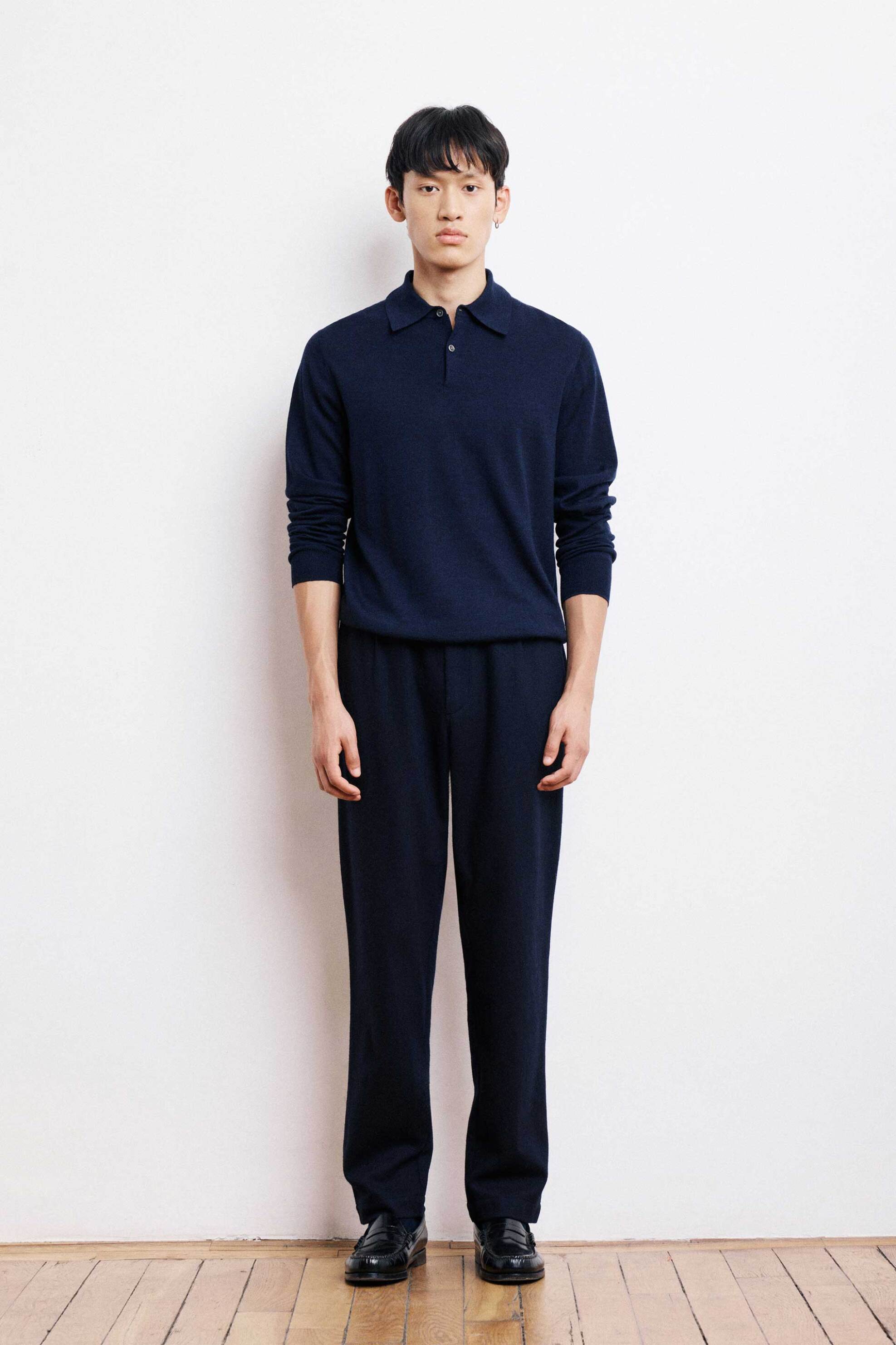 HARTFORD Hartford ανδρικό παντελόνι chino flannel Straight Fit "Tanker" - BE56107 Μπλε Σκούρο