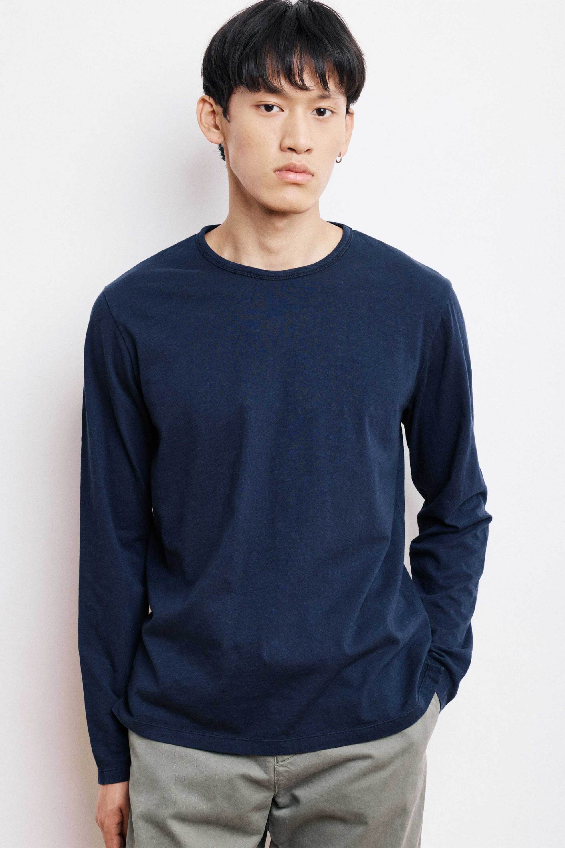 HARTFORD Hartford ανδρική μακρυμάνικη μπλούζα μονόχρωμη - BE66302 Μπλε Σκούρο