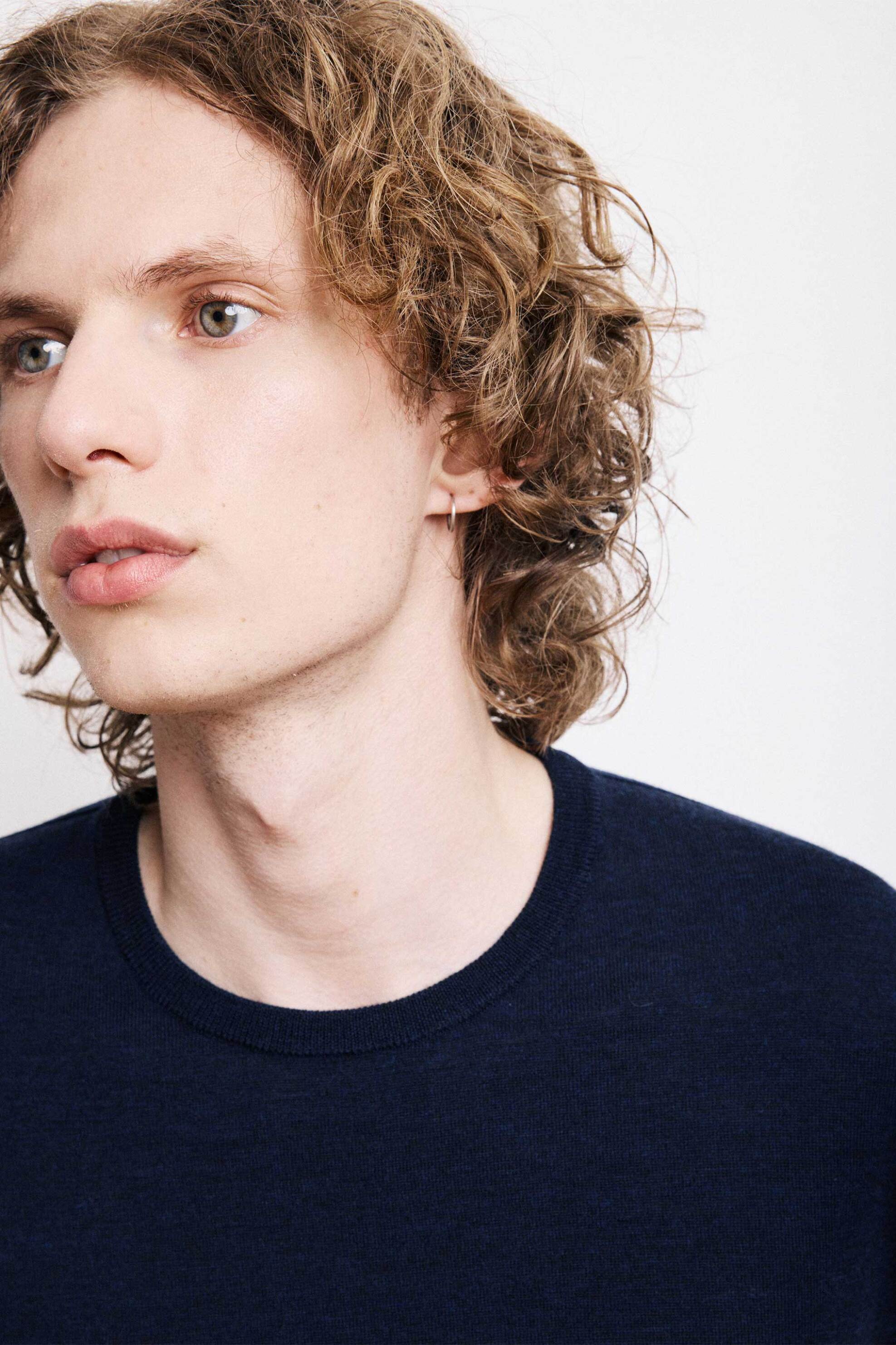 Hartford ανδρικό μάλλινο πουλόβερ μονόχρωμο - BE94312 Μπλε Σκούρο φωτογραφία